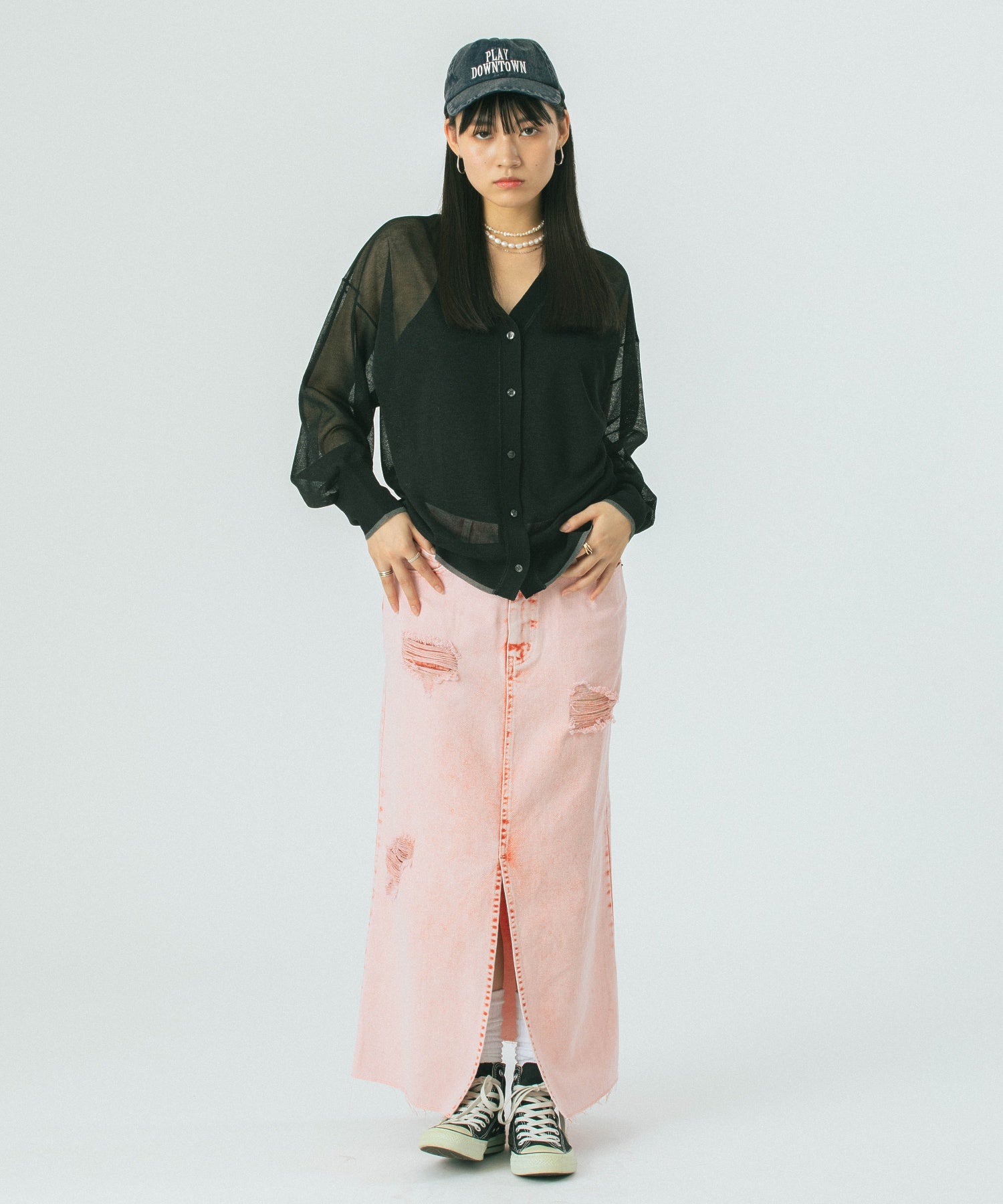 DAMEGE DENIM SKIRT