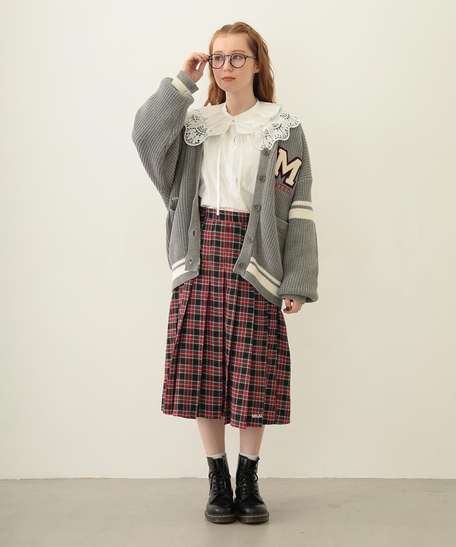 PLEATED PLAID SKIRT