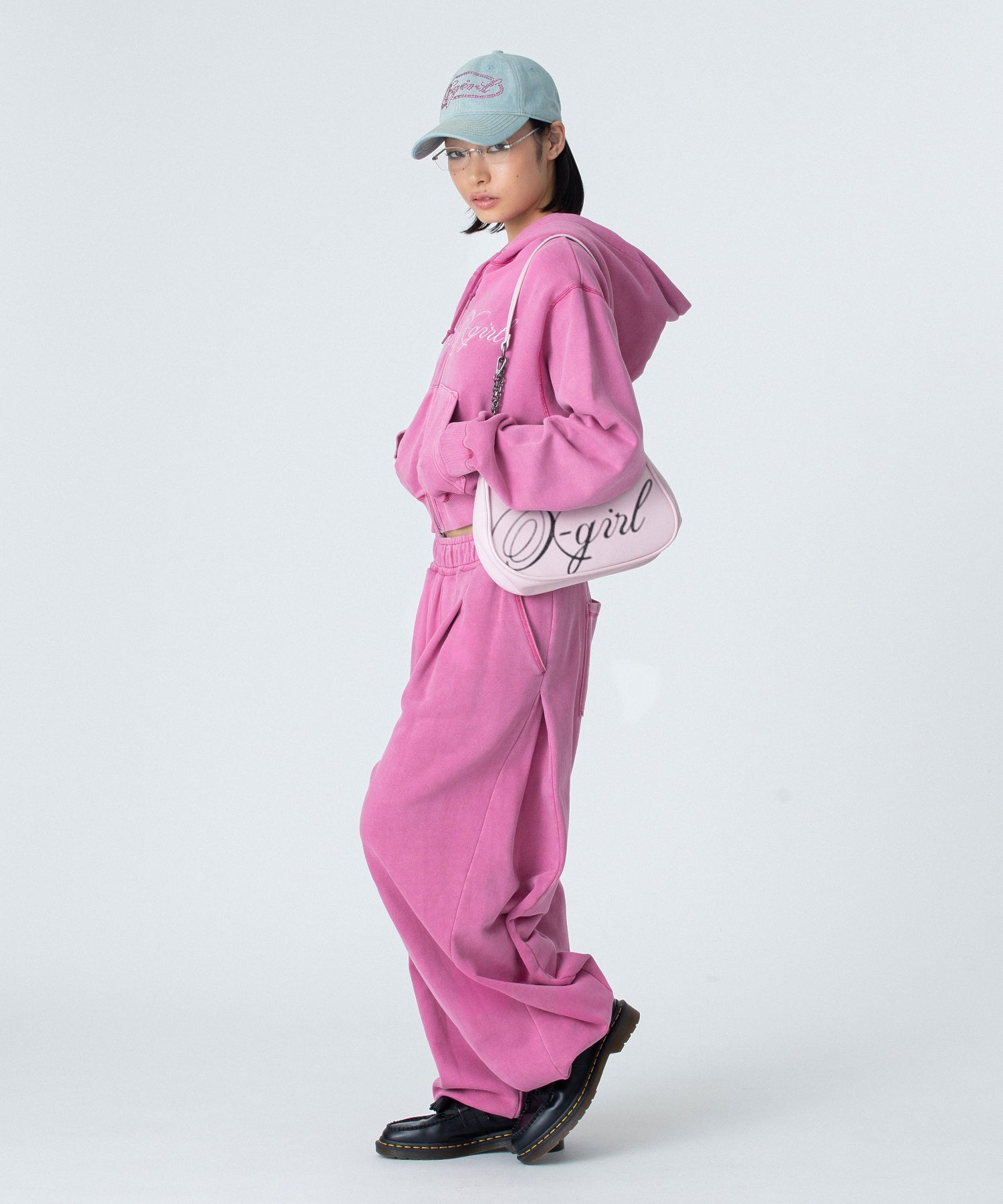 PIGMENT DYED SCRIPT LOGO COMPACT ZIP UP SWEAT HOODIE