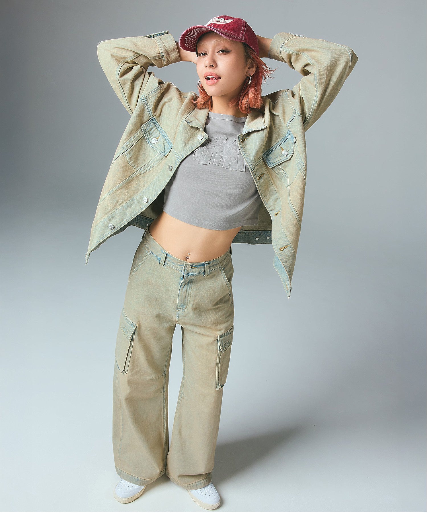 CURSIVE LOGO DENIM CARGO PANTS