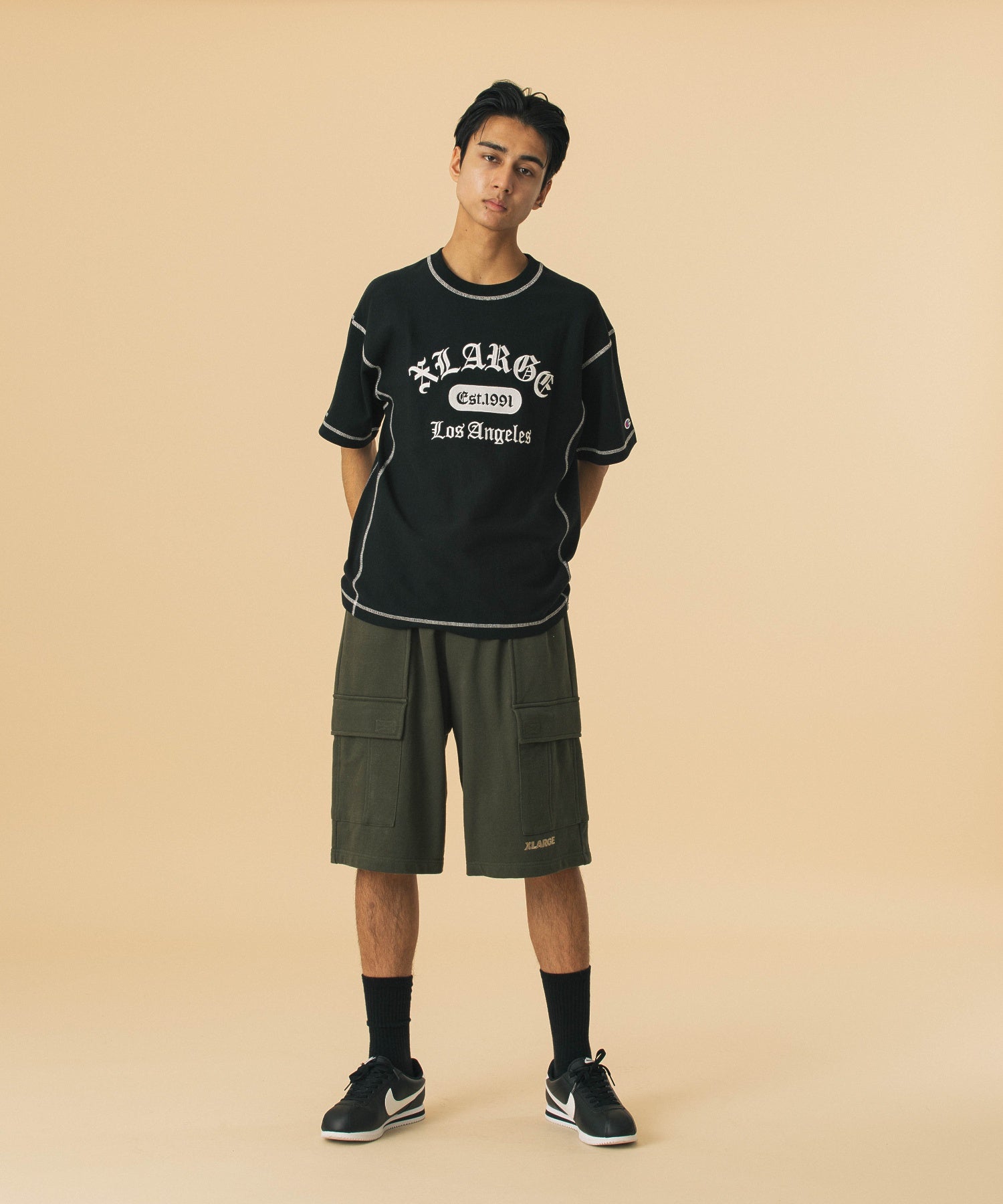 XLARGE×Champion REVERSE WEAVE STICHED S/S TEE