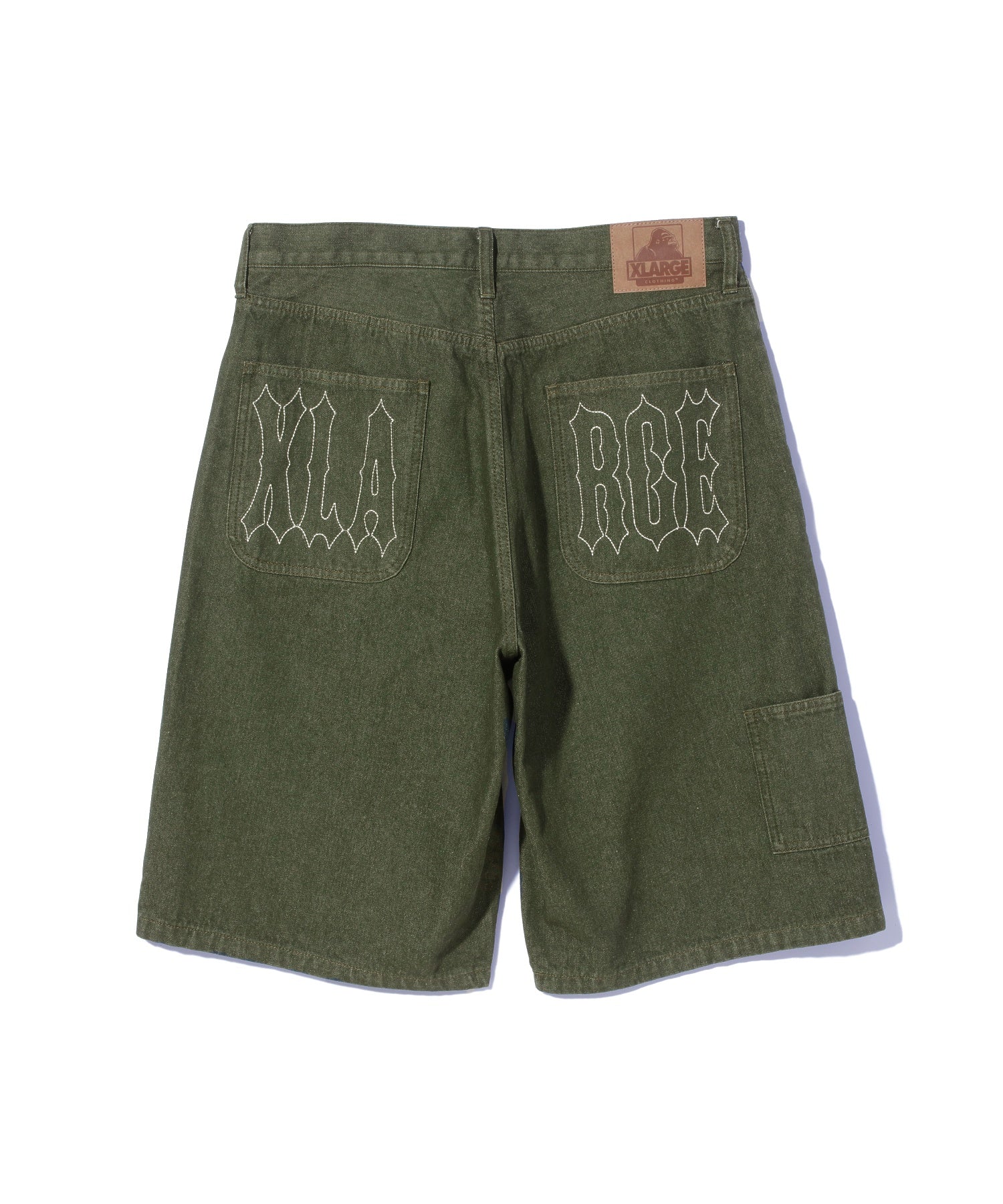 STITCHED LOGO DENIM SHORTS