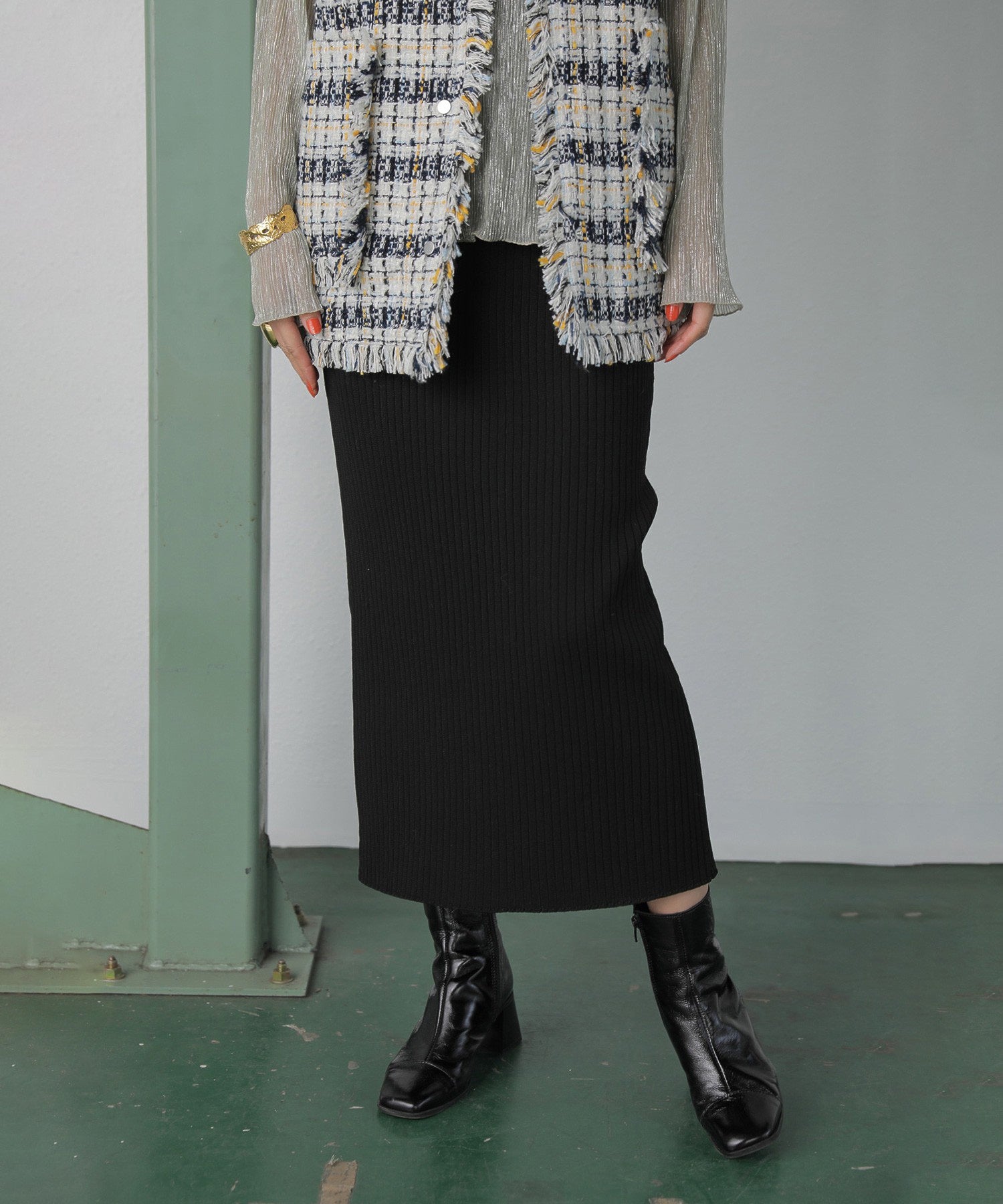 リブニットスカート