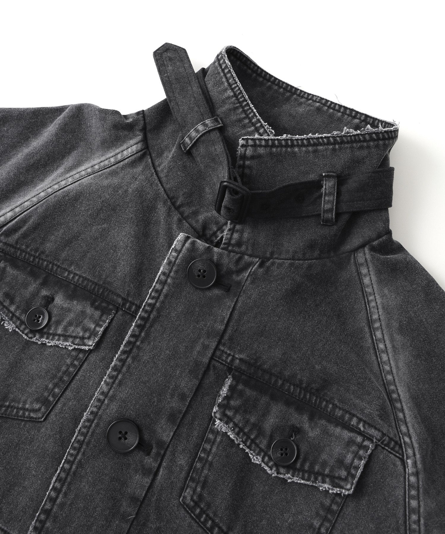 FADED STAND COLLAR LONG COAT