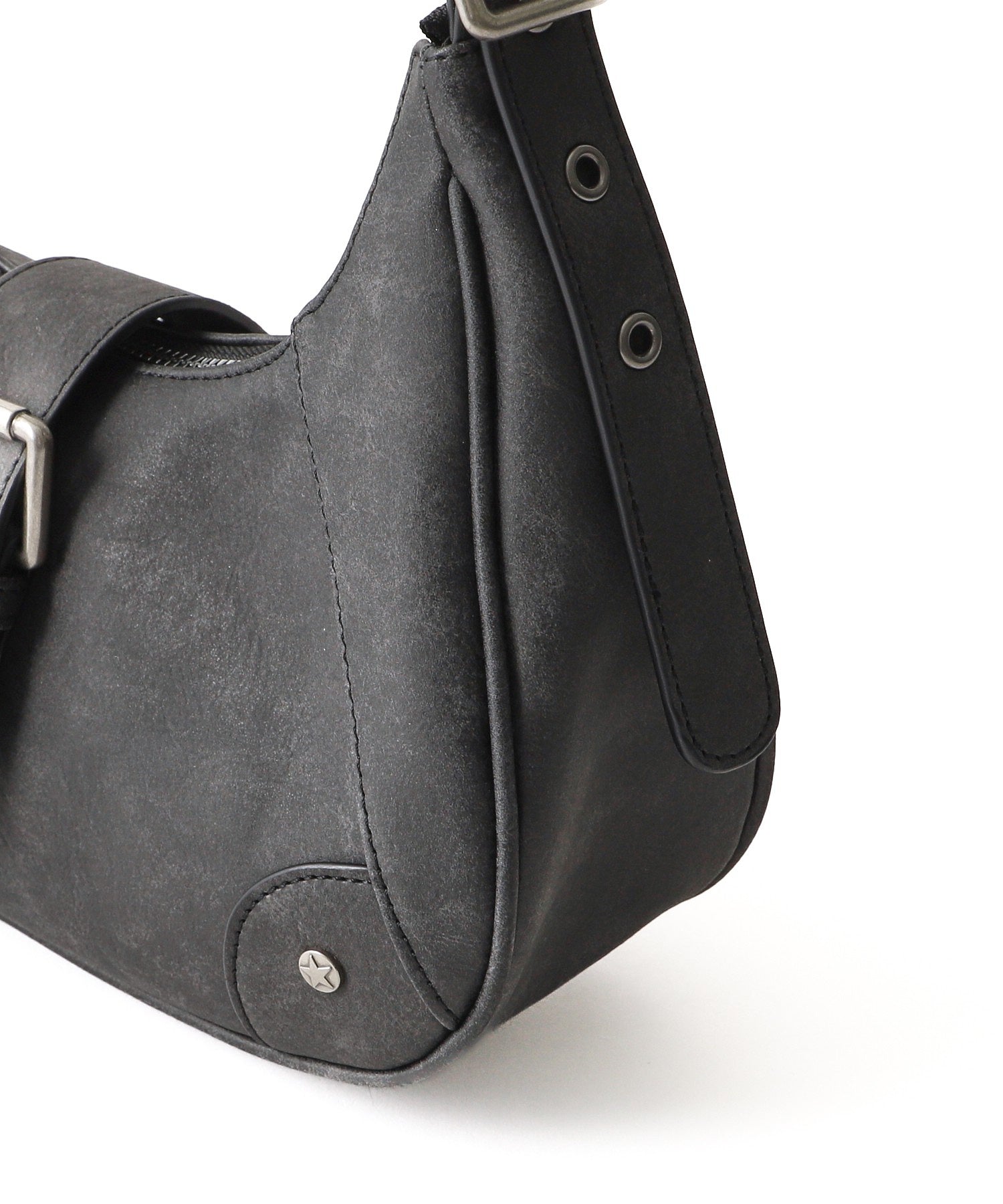 DISTRESSED FAUX LEATHER BELT HAND BAG