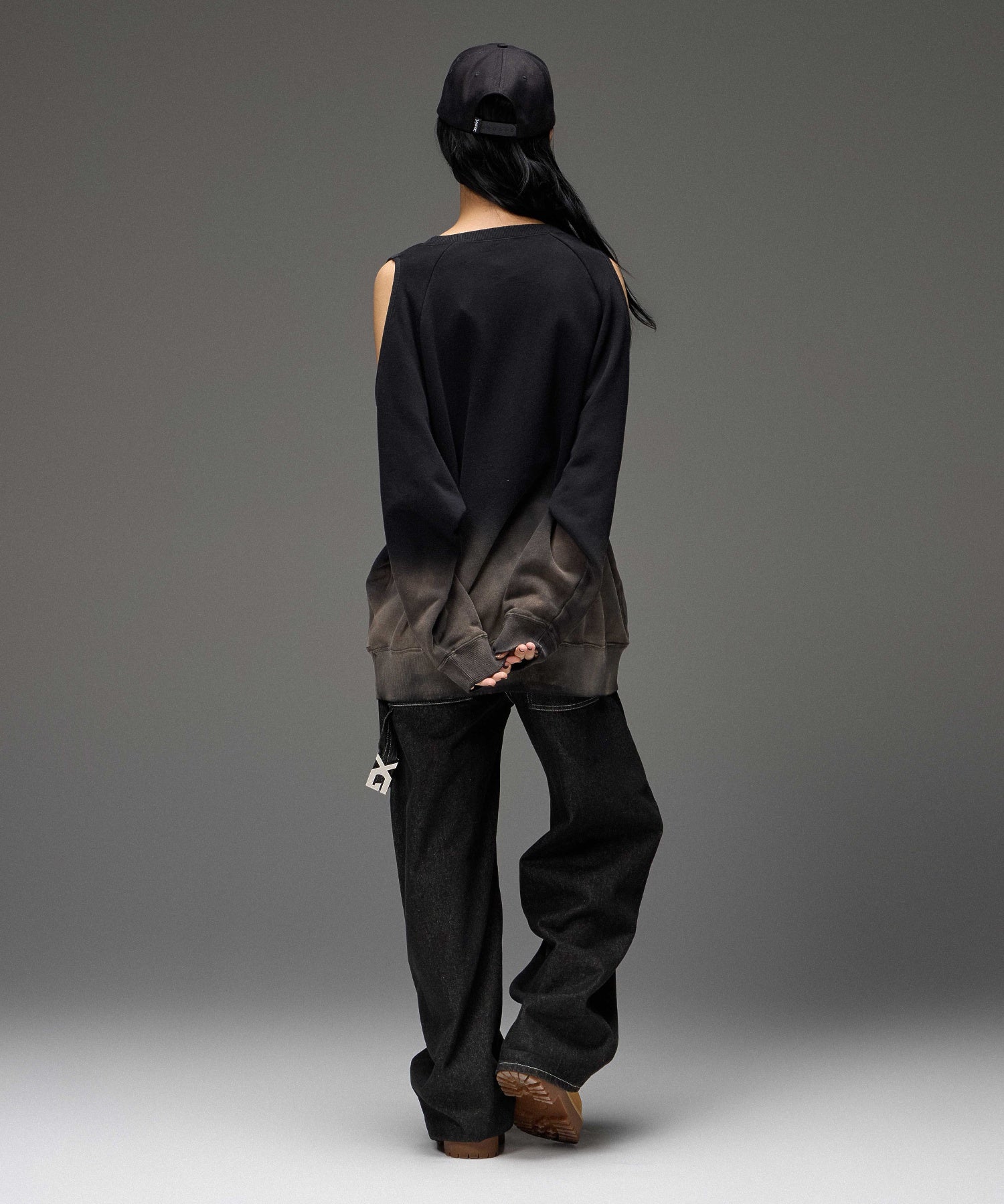 LOOP WITH BUCKLE WIDE LEG DENIM PANTS