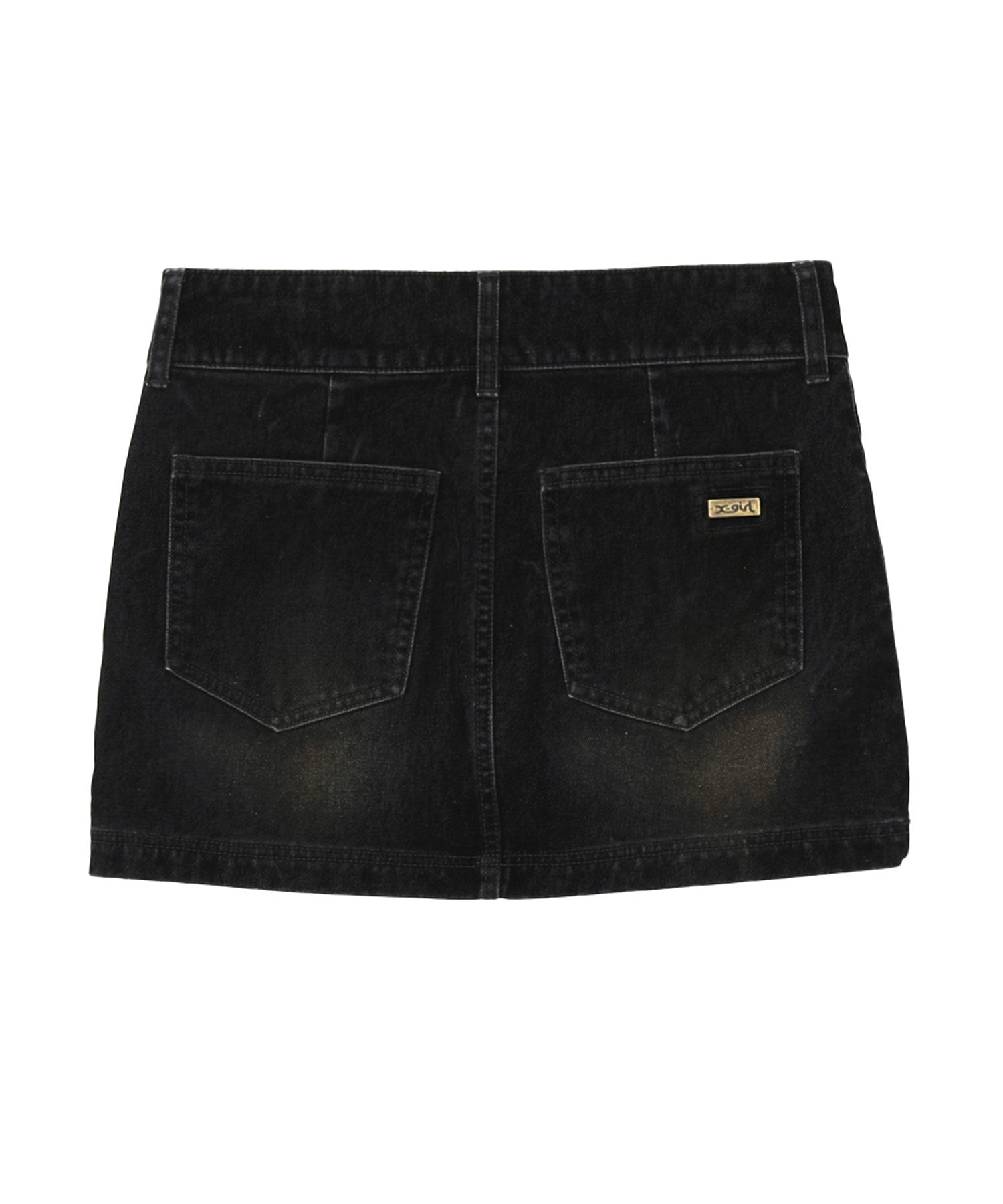 FLOCKED DENIM MINI SKIRT