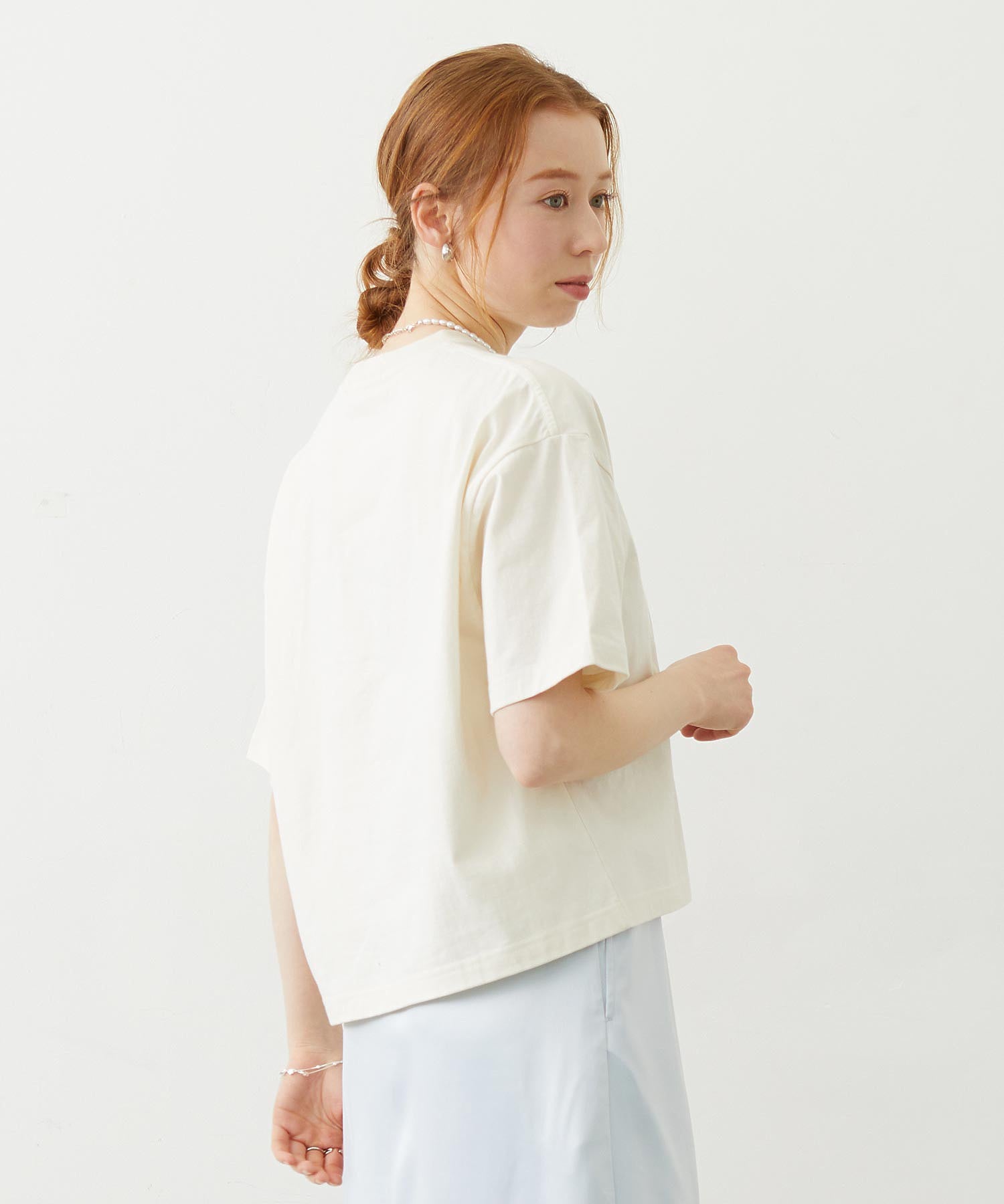 CUT OUT LOGO GINGHAM WIDE S/S TEE