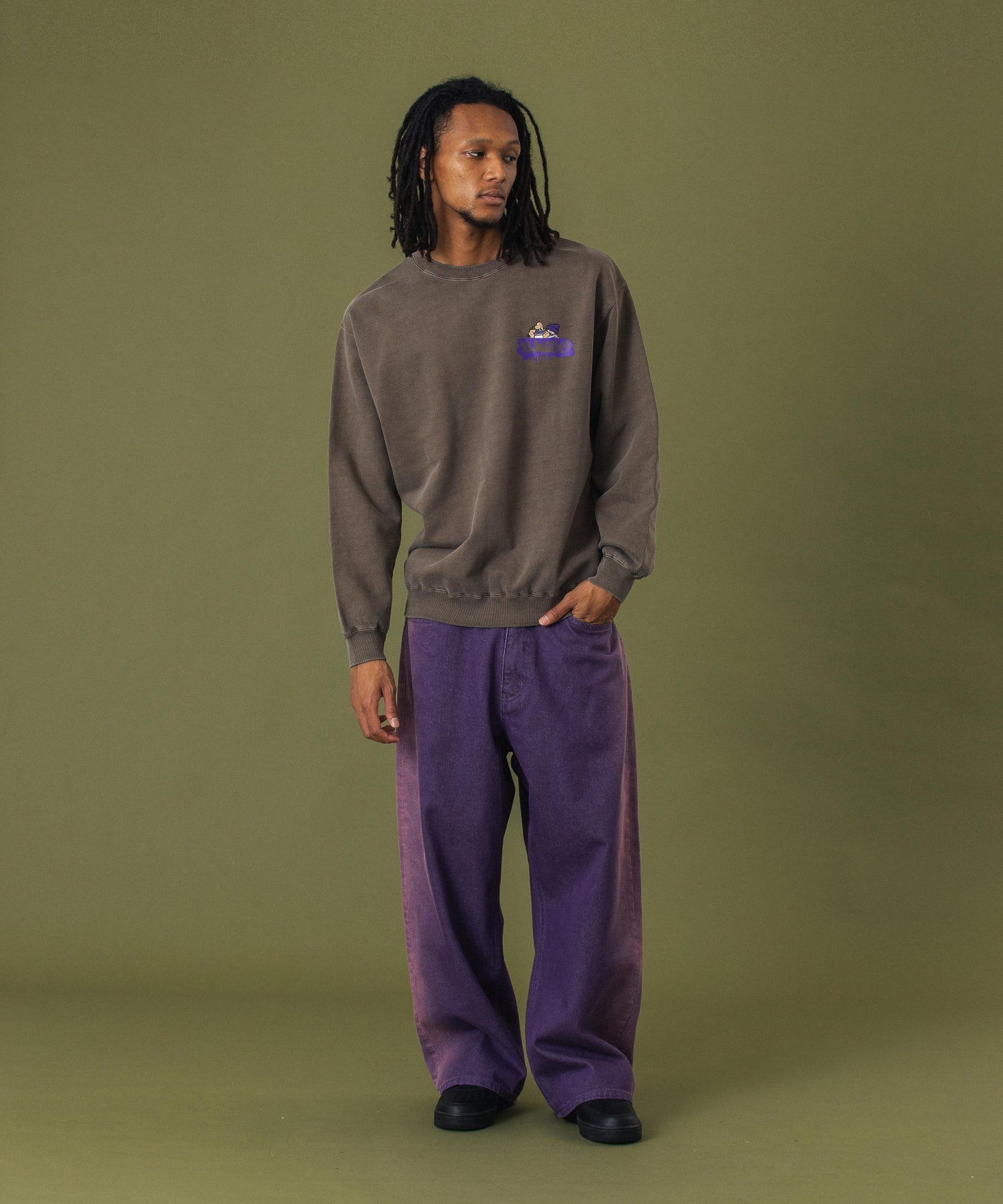 SIDE FADED BAGGY DENIM PANTS