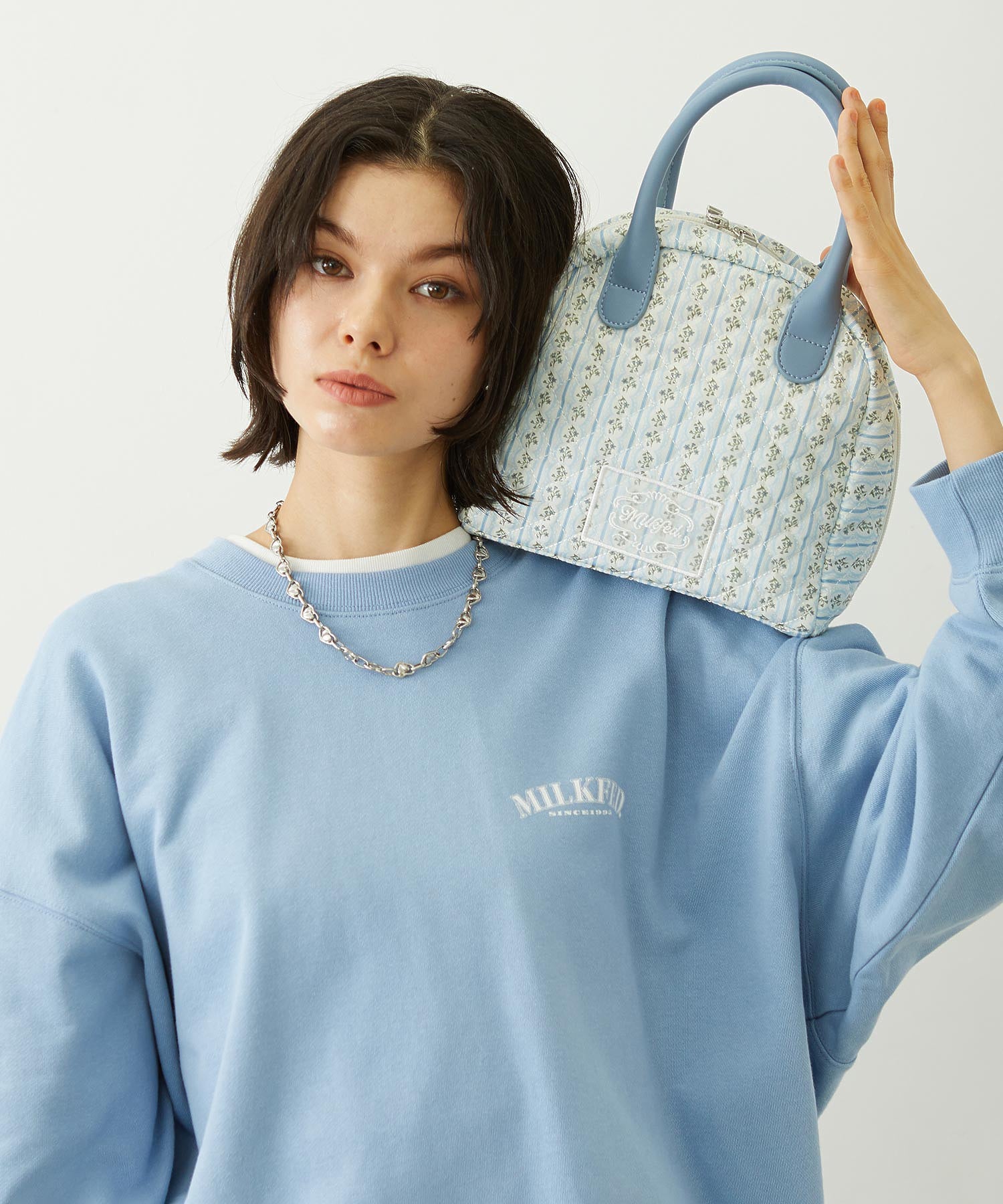 STRIPED FLOWER QUILTED BAG