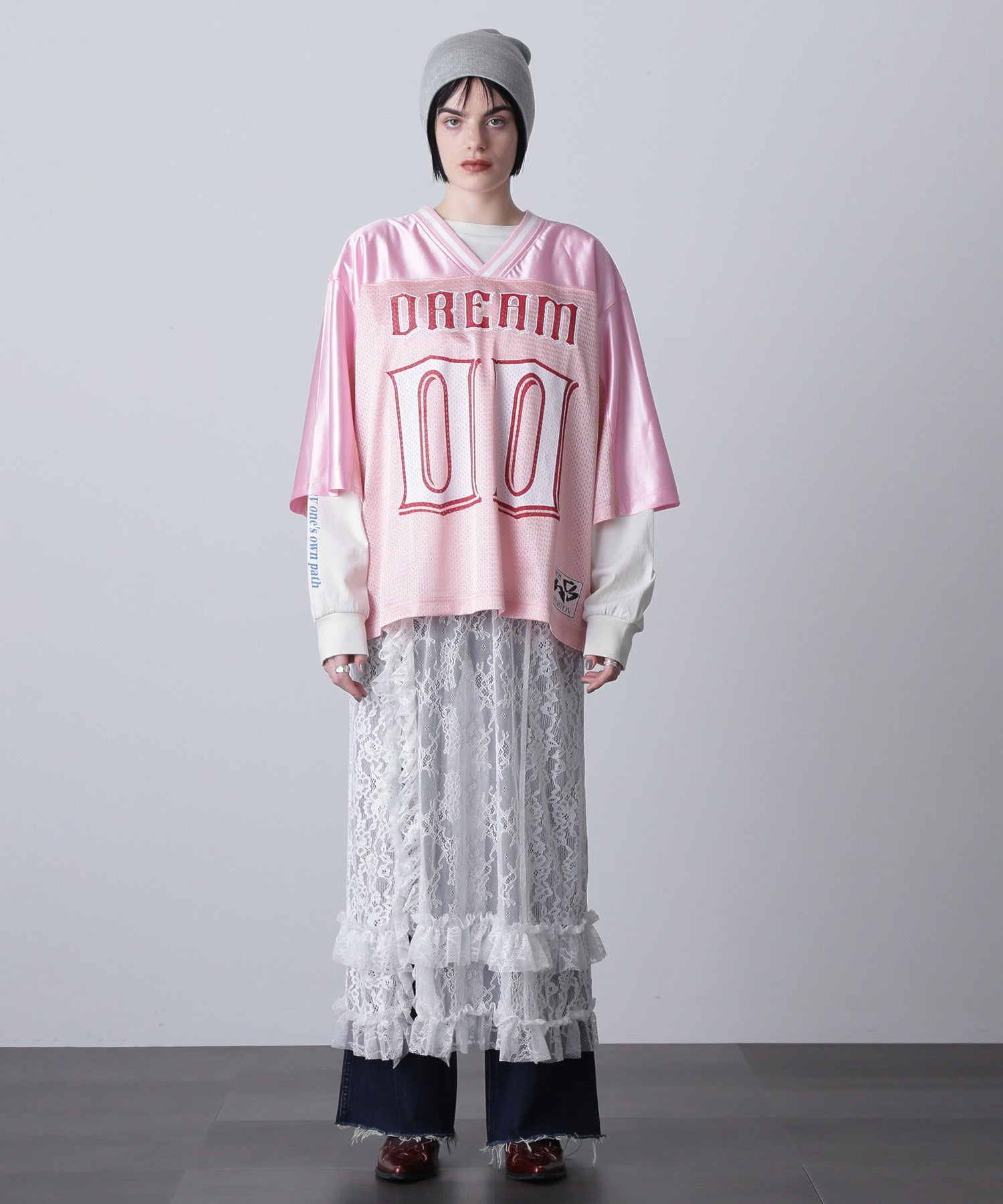 OKIRAKU×ROSE BUD/メッシュフットボールT