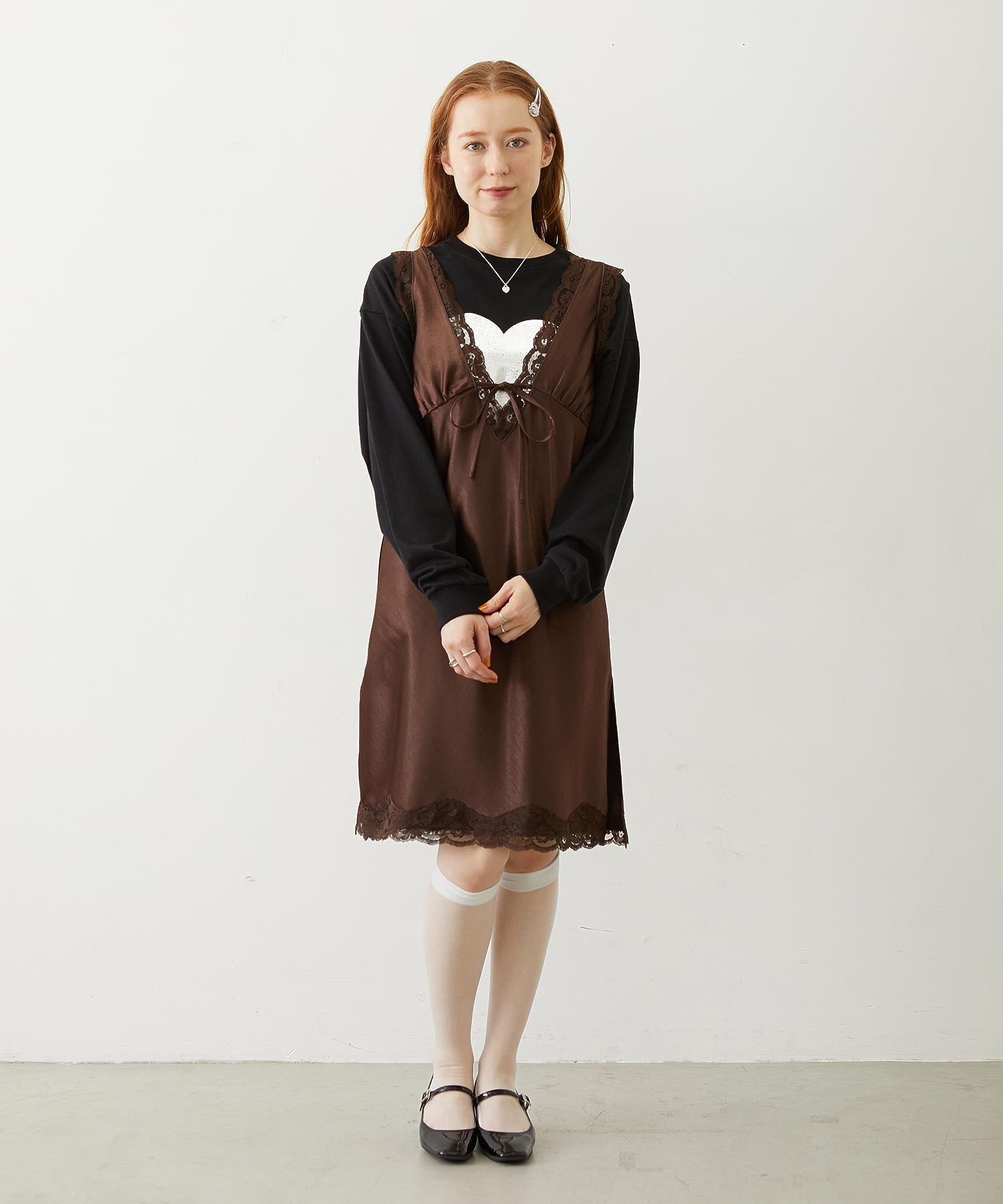 HEART FOIL PRINT L/S TEE