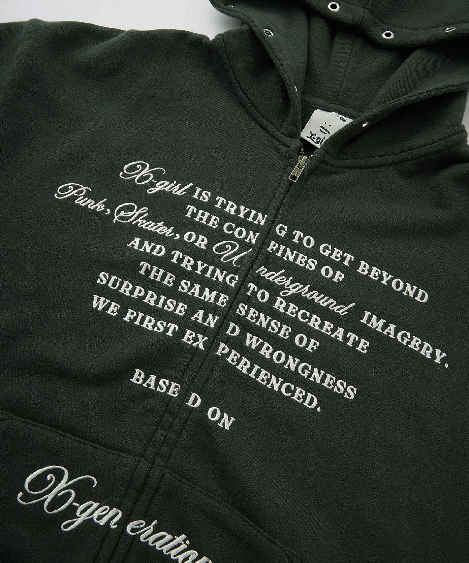 EYELET EMBROIDERY ZIP UP SWEAT HOODIE