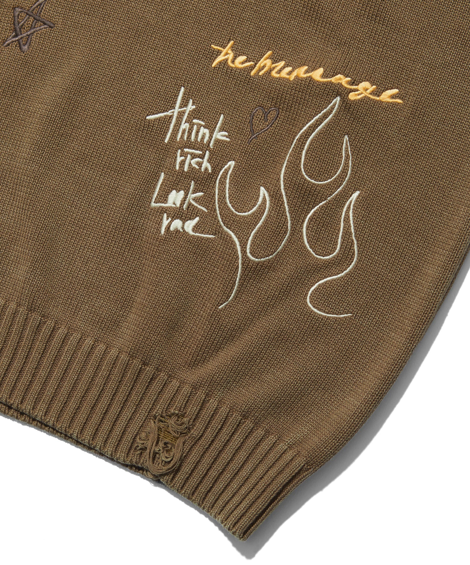 GRAFFITI LOGO DISTRESSED KNIT TOP