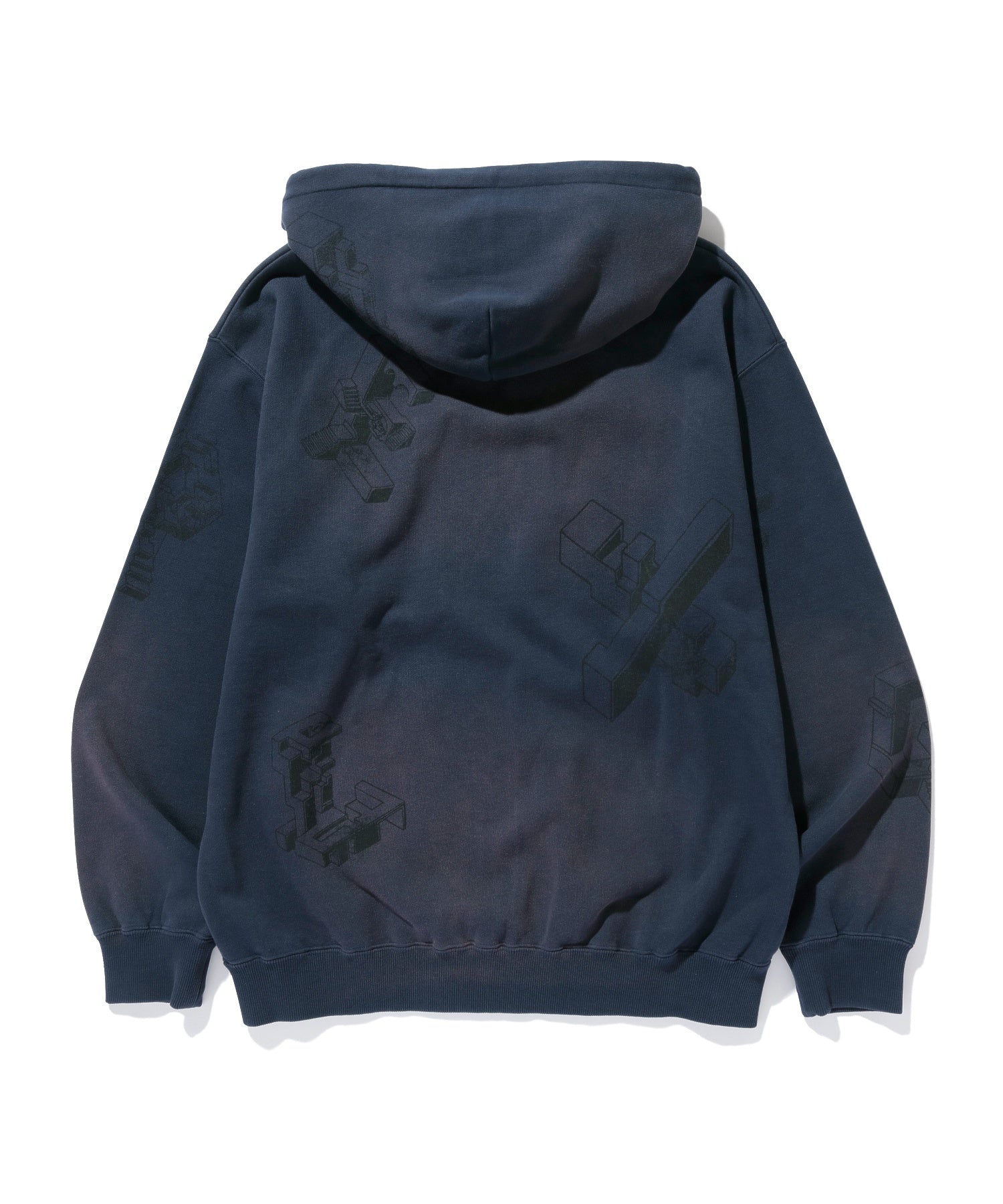 GEOMETRIC ZIP UP HOODED SWEATSHIRT