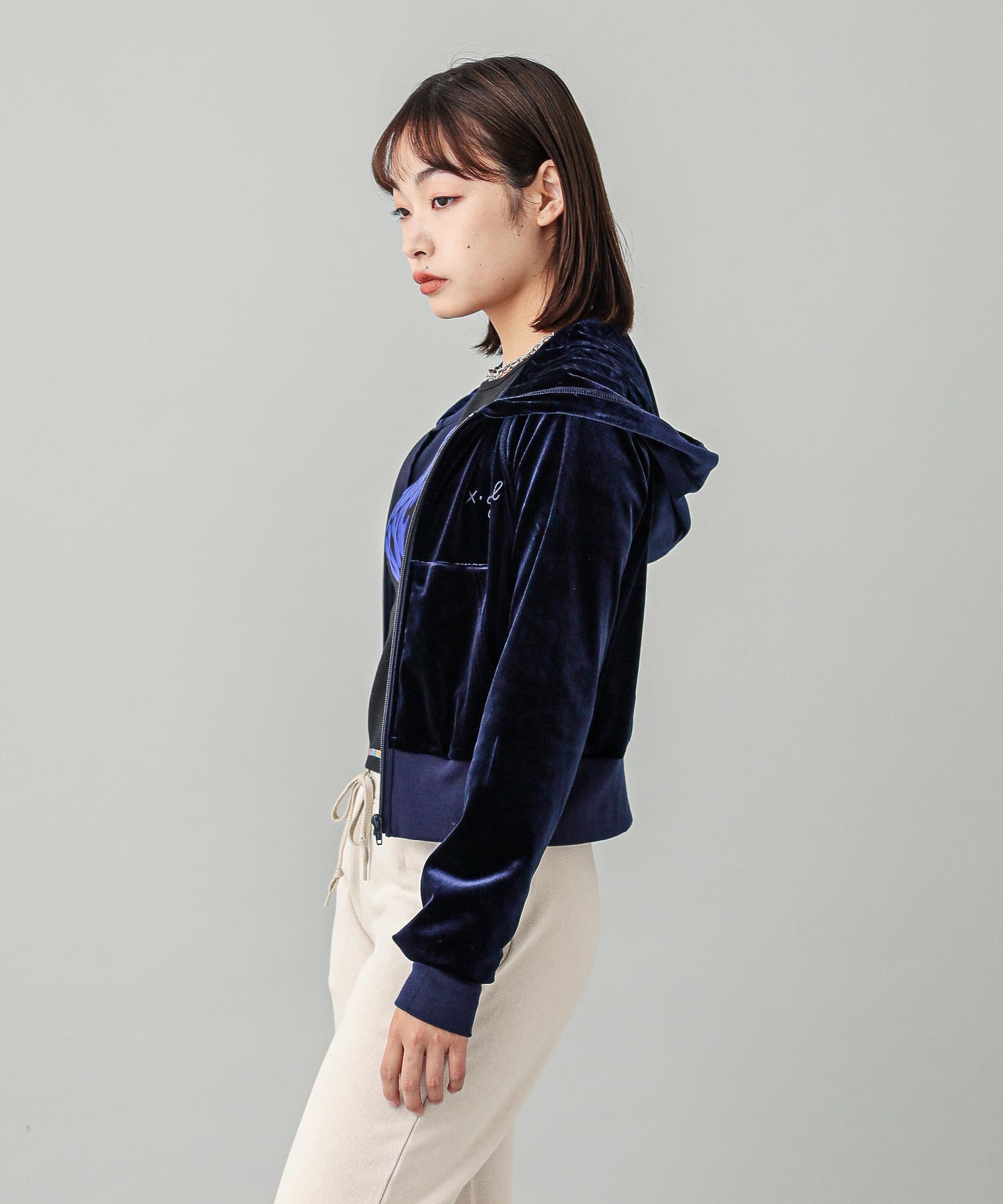 VELOUR ZIP UP HOODIE