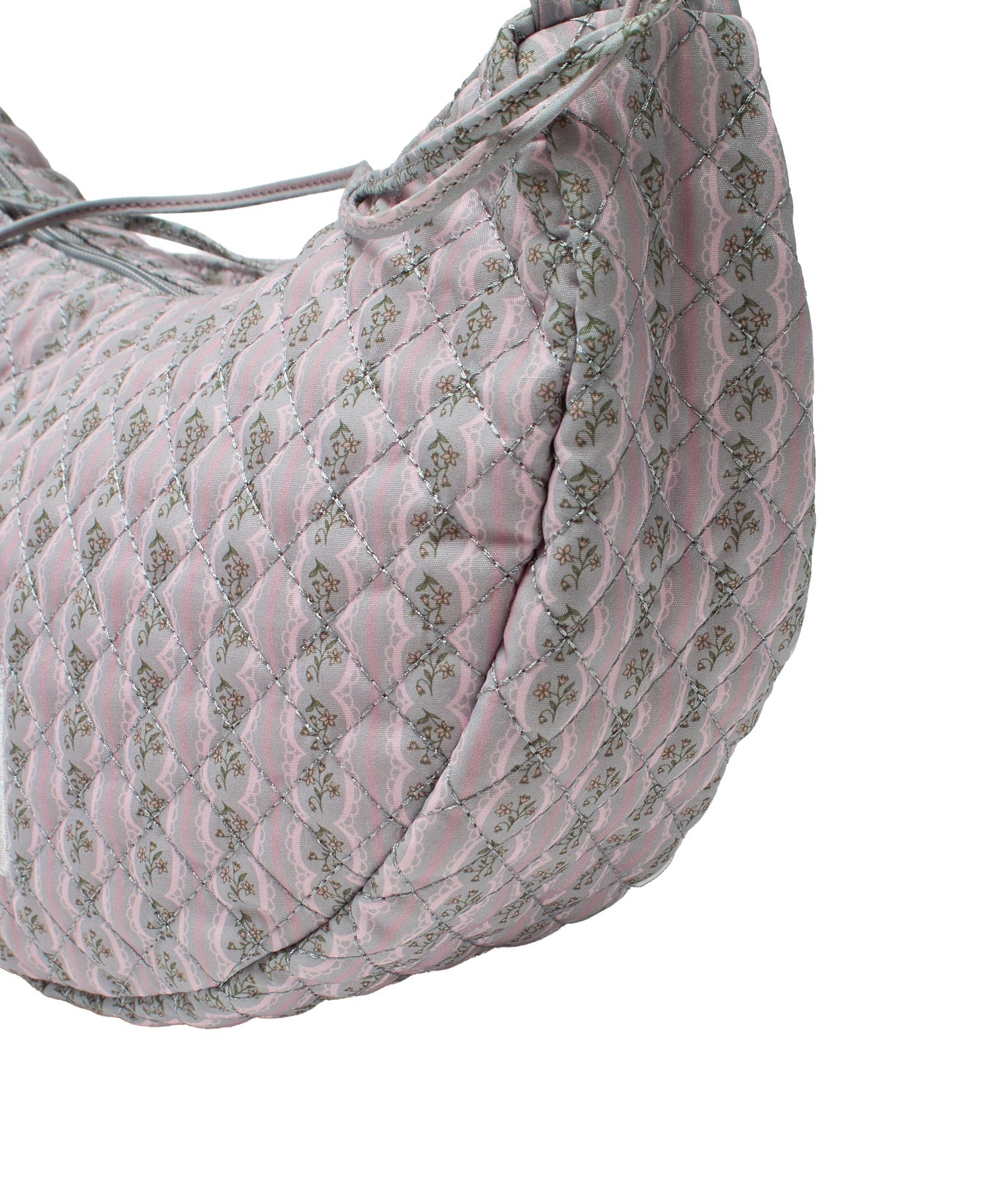 STRIPED FLOWER QUILTED SHOULDER BAG