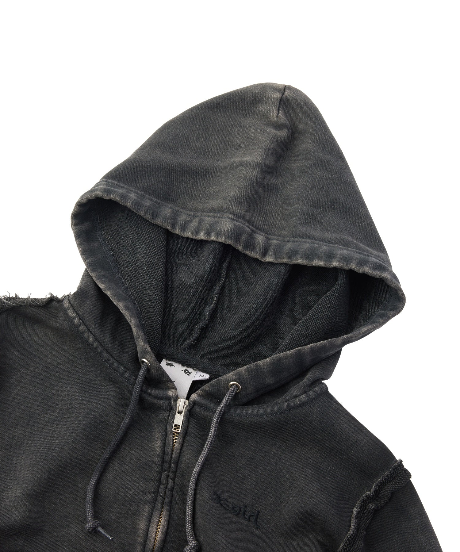 FADED CUT OFF COMPACT ZIP UP SWEWAT HOODIE