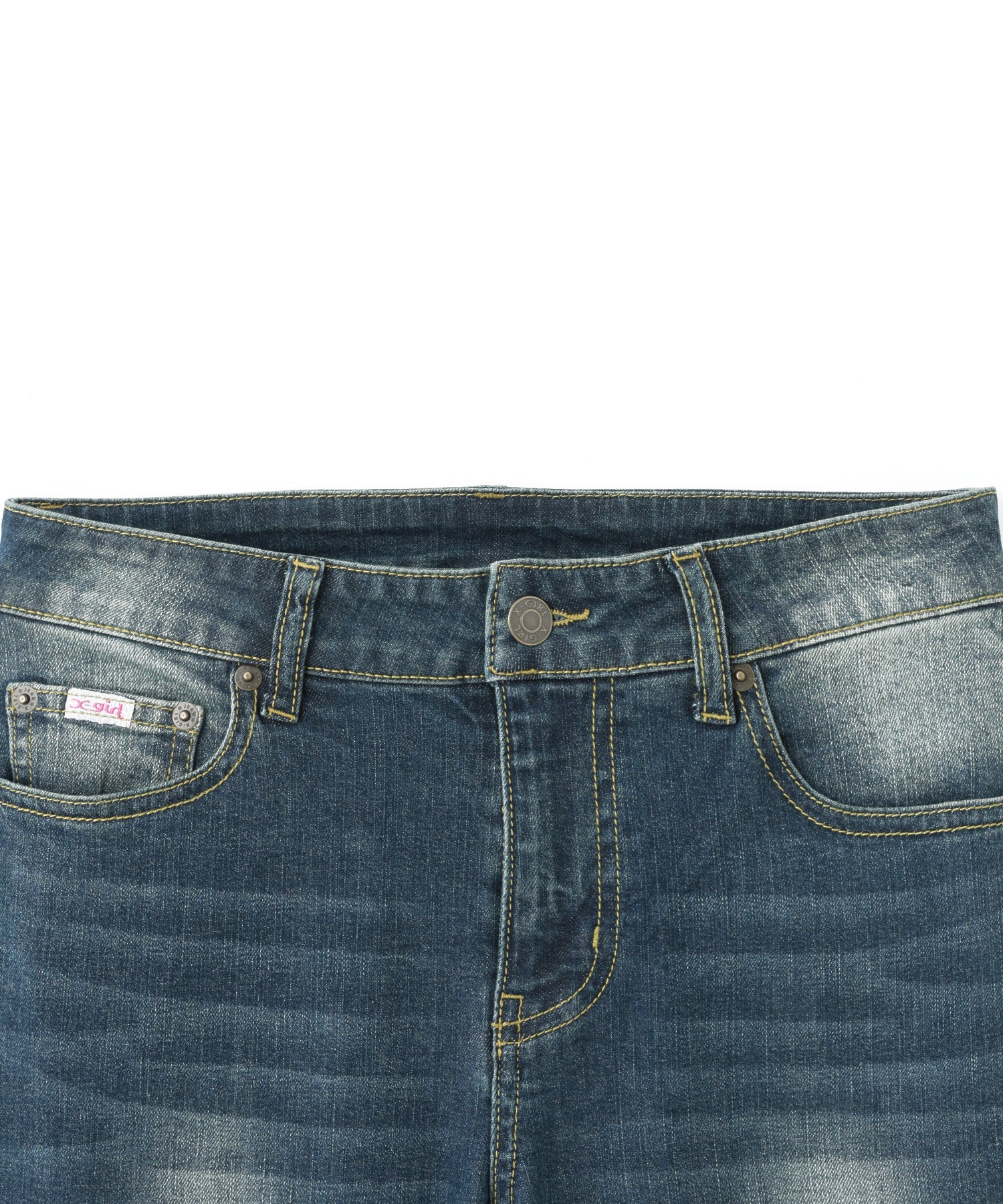 BUTTERFLY POCKET SKINNY DENIM PANTS