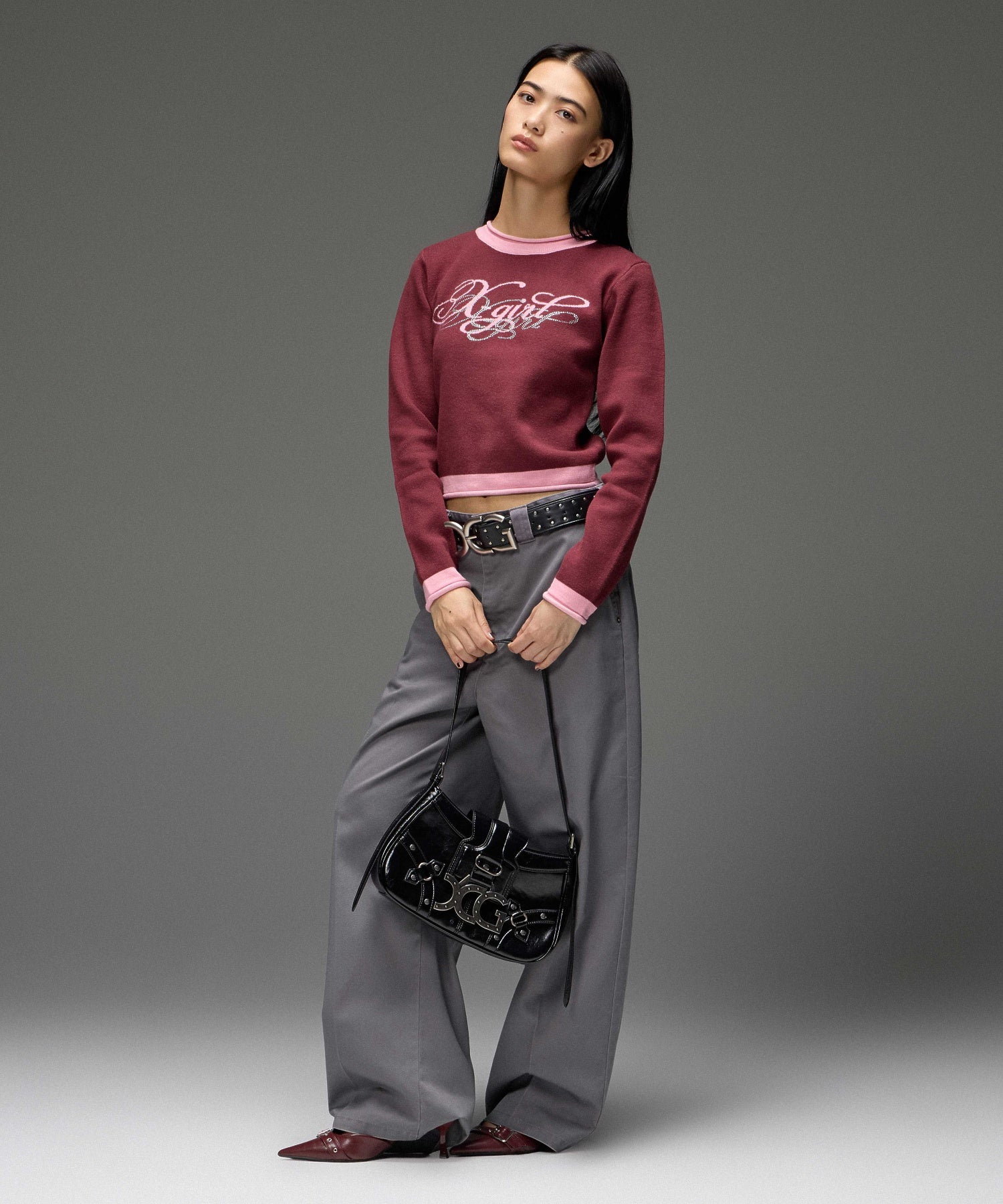 FACE LABEL FADED WIDE STRAIGHT EASY PANTS