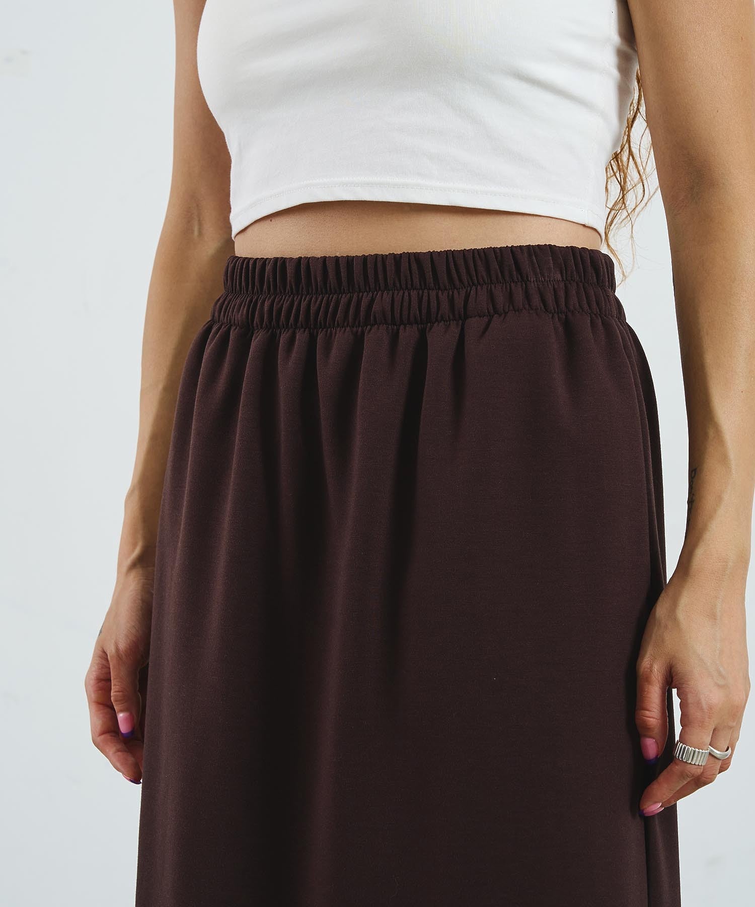 MIXED FABRIC HOODIE AND SKIRT SET