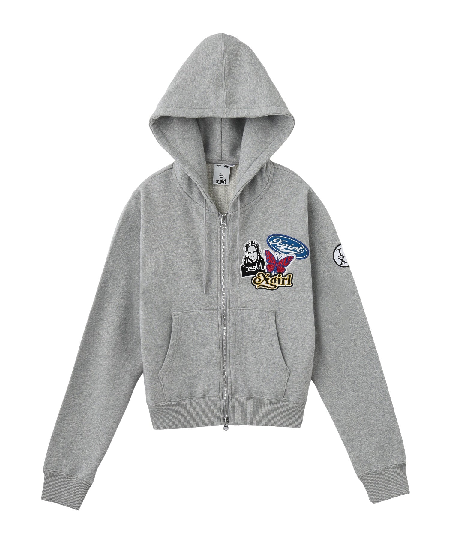 X-girl PATCHES COMPACT ZIP UP SWEAT HOODIE