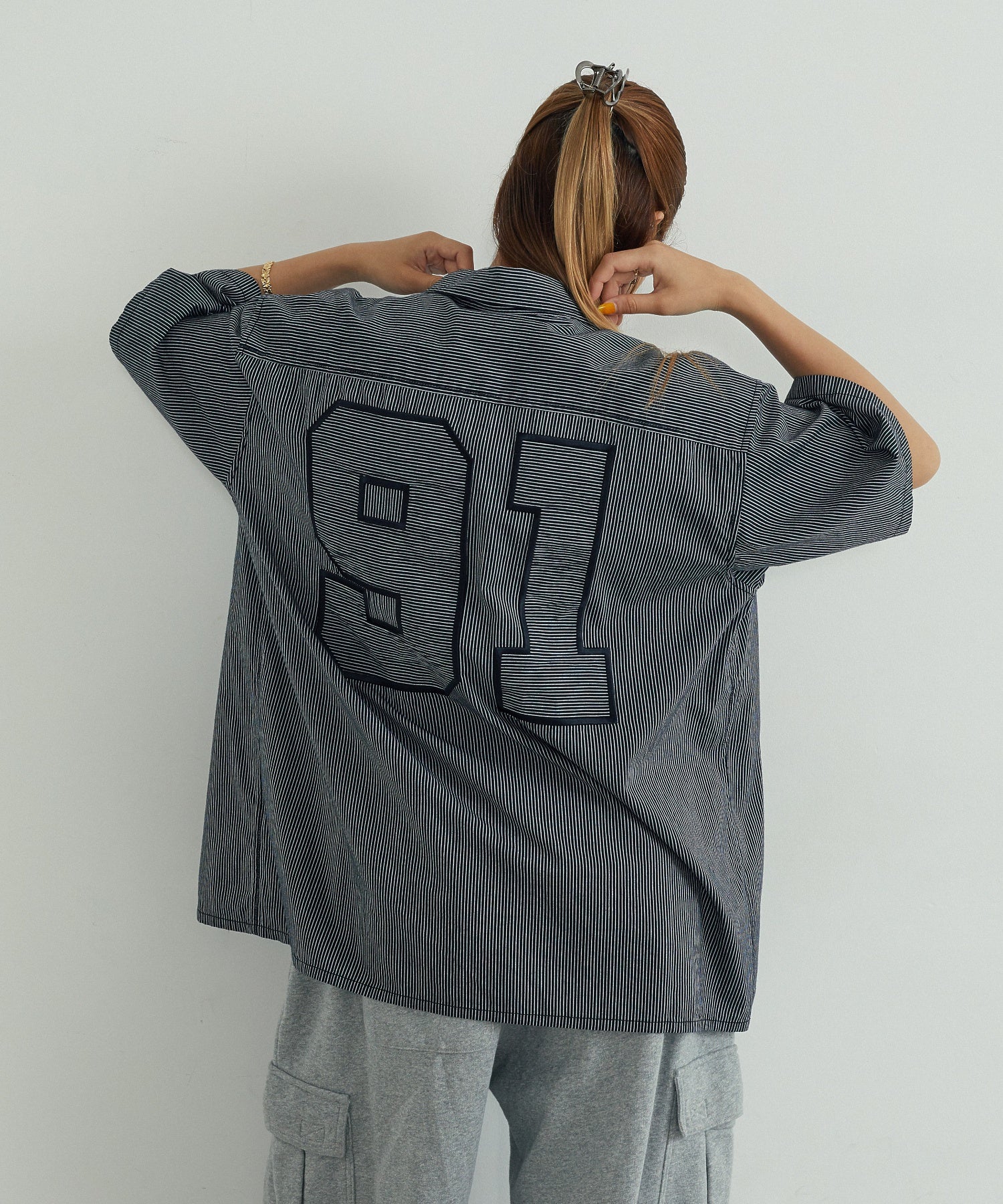 PIN STRIPE WORK S/S SHIRT