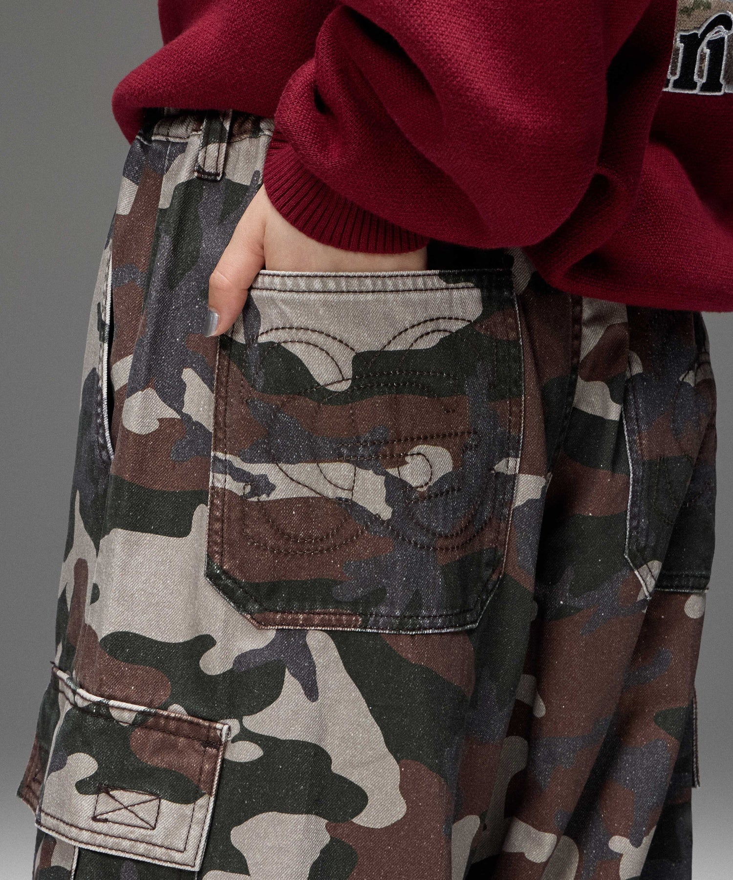 JERSEY MIX 2WAY WIDE LEG CARGO PANTS