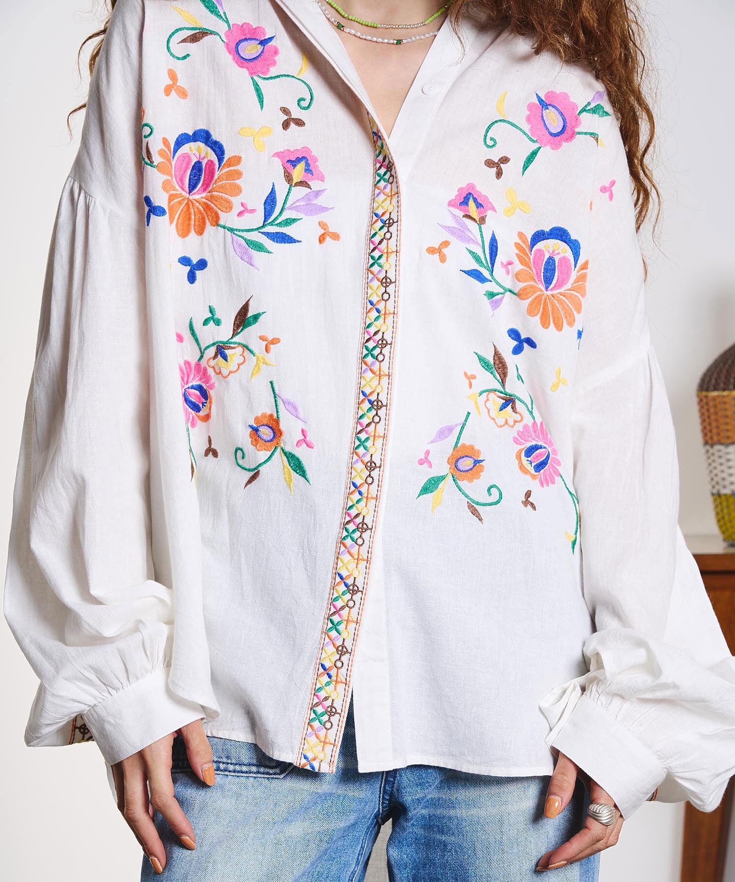 HLAADA for ROSEBUD/EMBROIDERY LONG SLEEVE SHIRT