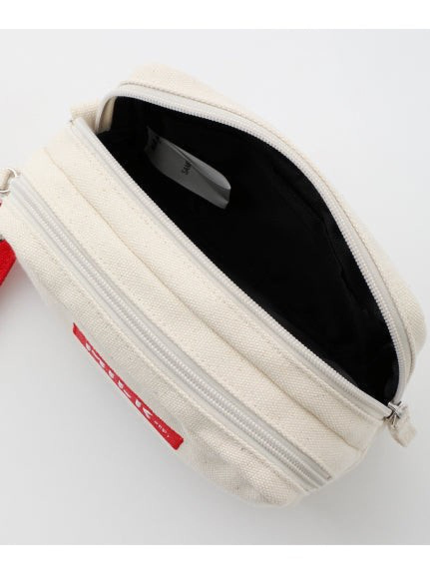 EMBROIDERED BAR DOUBLE ZIP POUCH MILKFED.