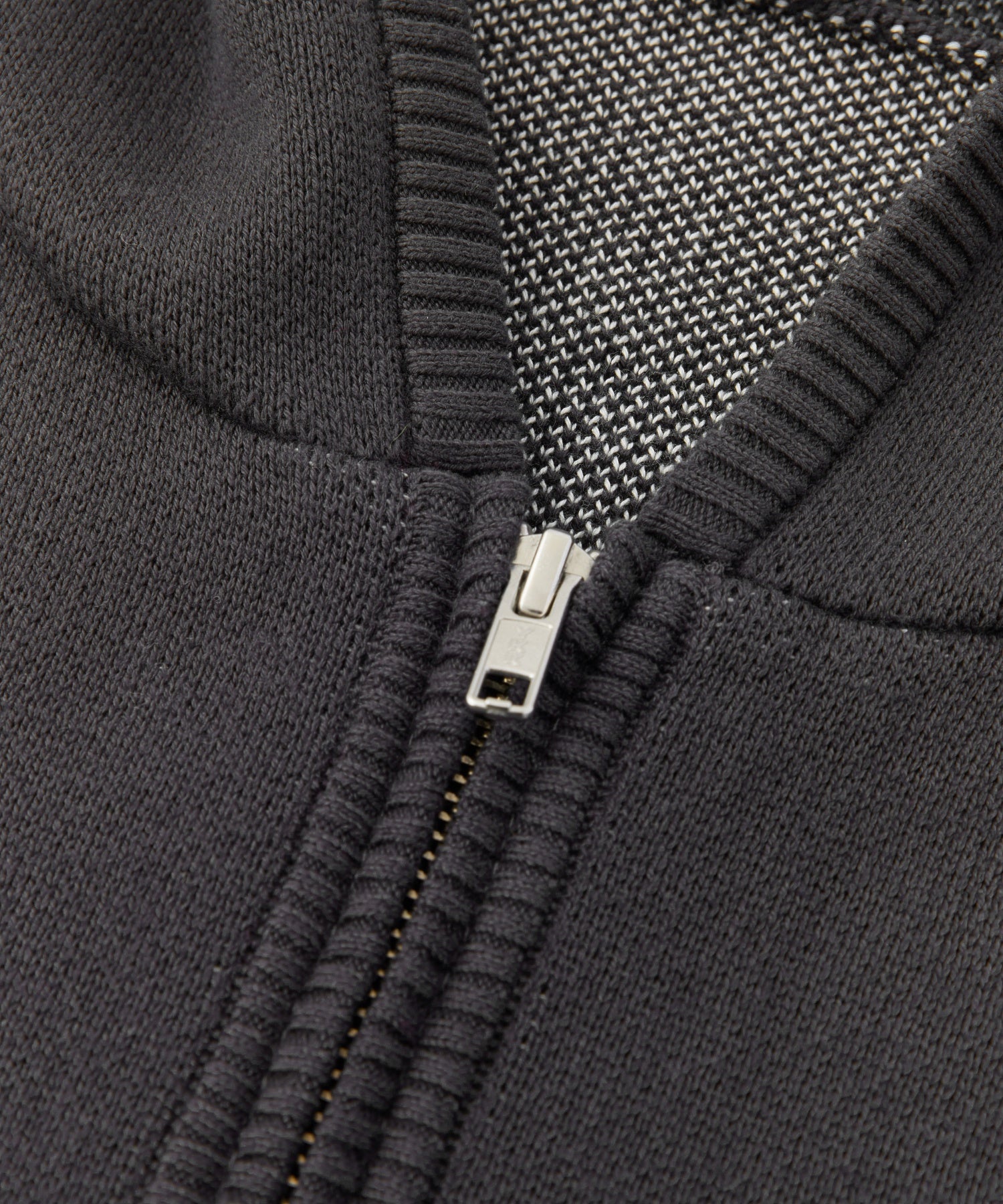 NUMBER AND LOGO JACQUARD ZIP UP KNIT TOP