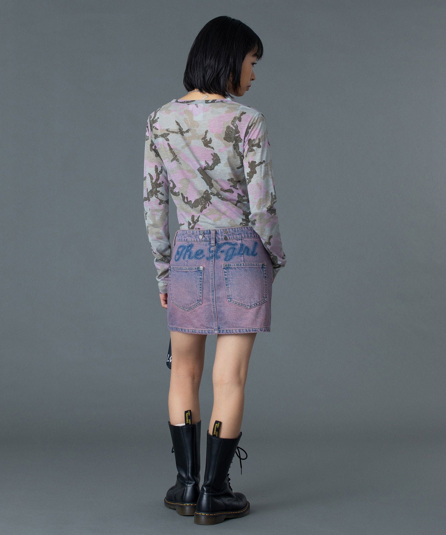 FADED CAMO SHEER L/S TOP