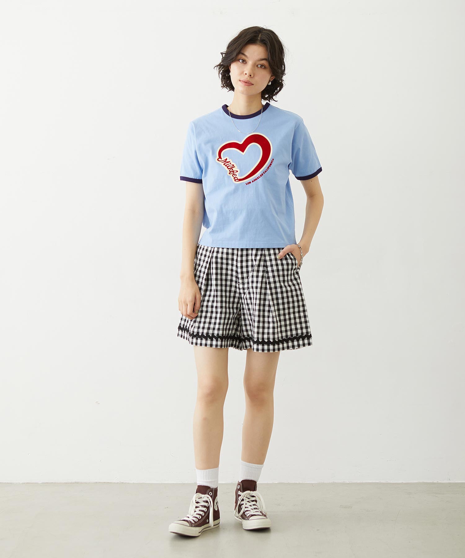 HEART LOGO FLOCK PRINT RINGER TEE
