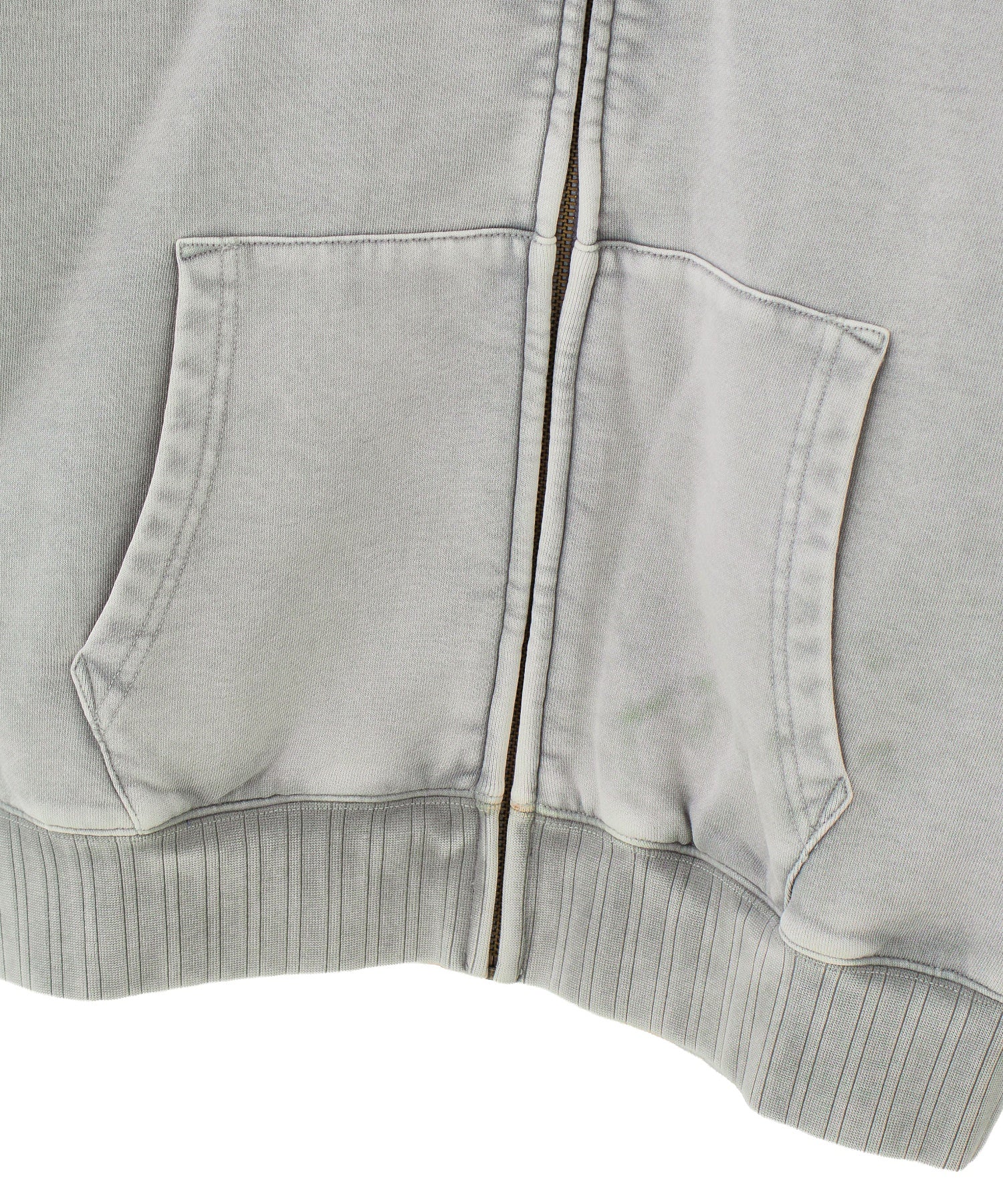 BLEACHED LOGO PATCH ZIP UP SWEAT HOODIE