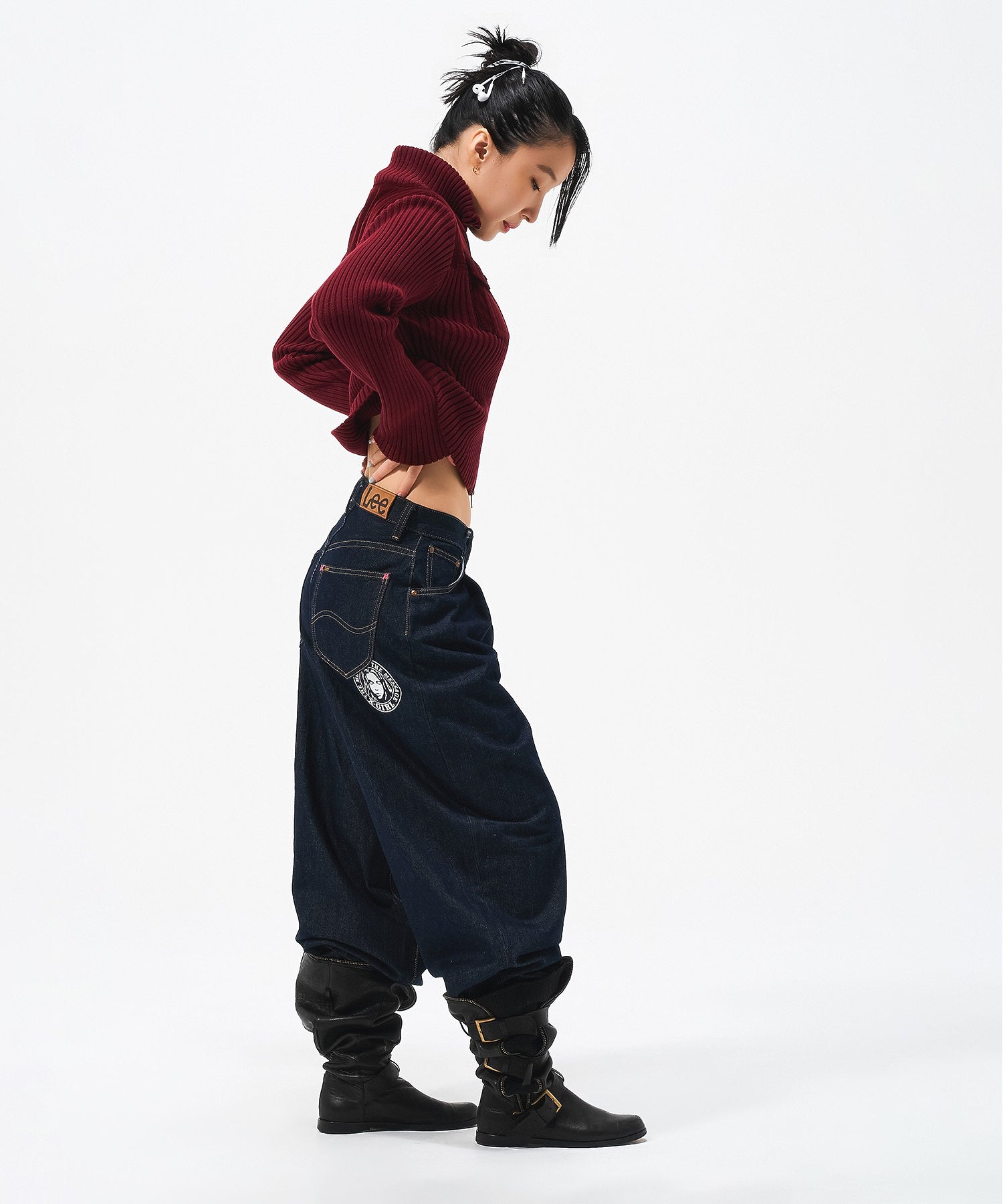 X-girl x Lee TUCK WIDE DENIM PANTS