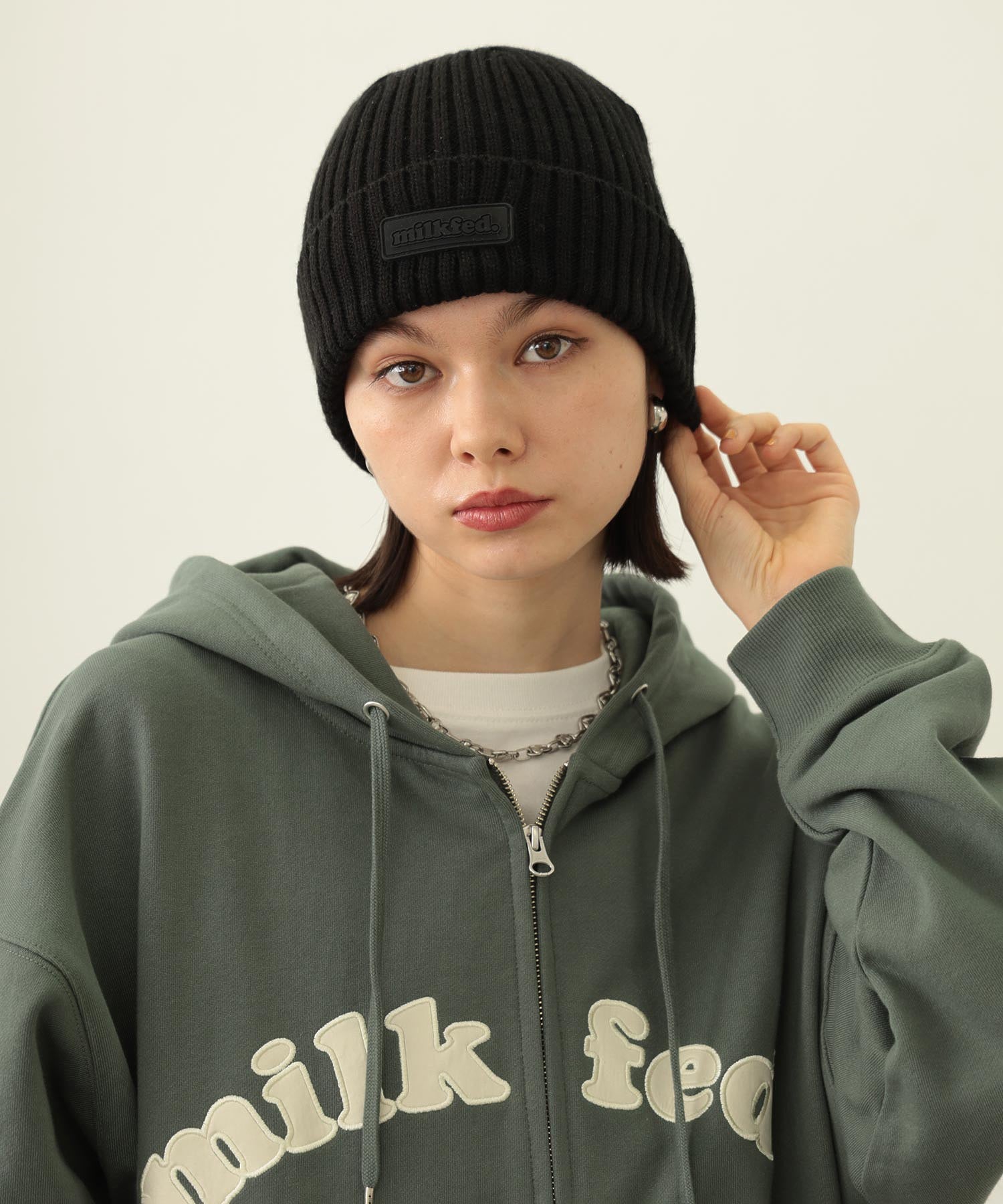 RUBBER PATCH KNIT CAP