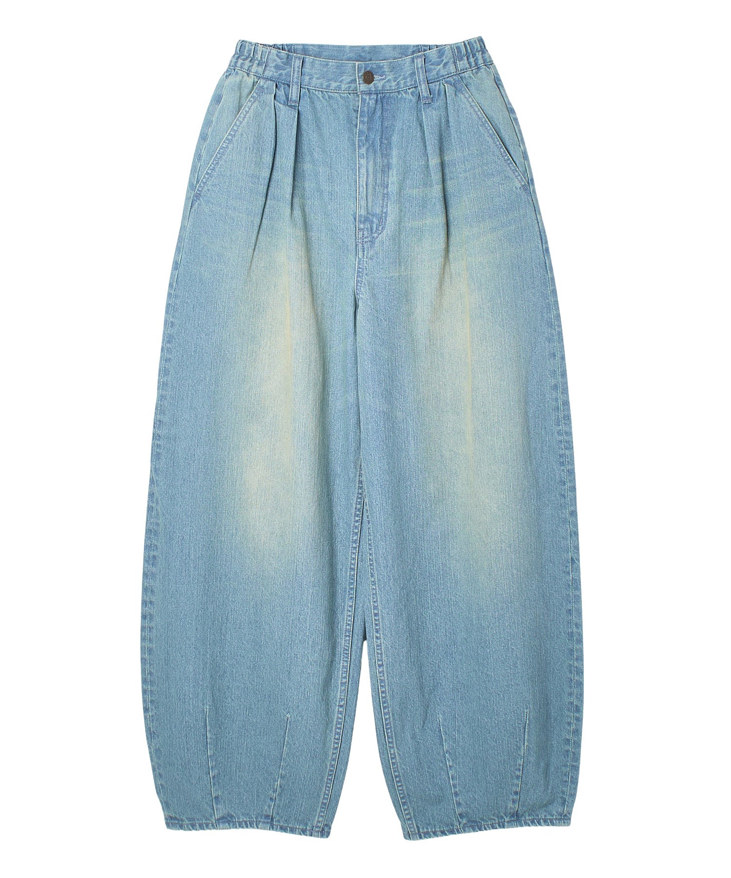TUCK WIDE LEG DENIM PANTS