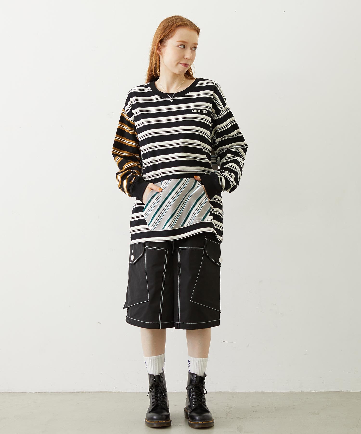 THREE PATTERN STRIPE L/S TOP