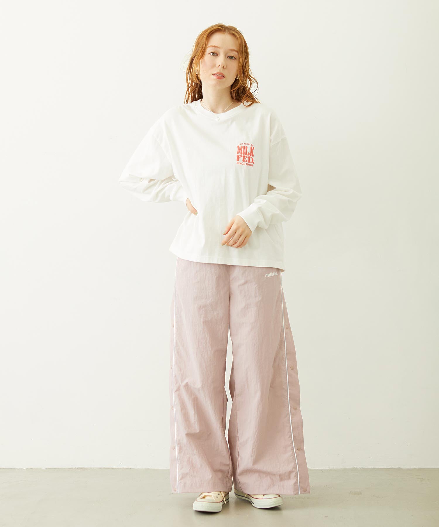 FLOWER DOT PATTERN LOGO WIDE L/S TEE