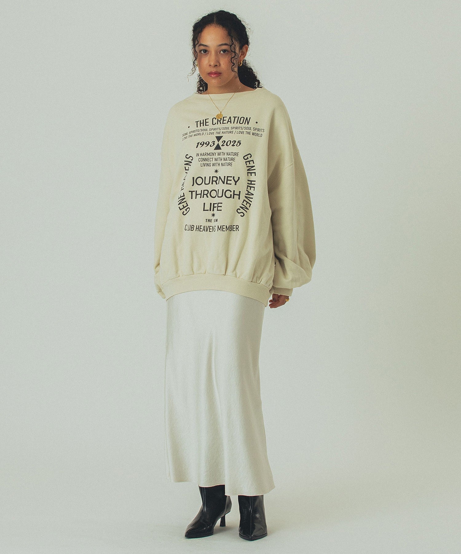 GENE HEAVENS/VOLUME SLEEVE PRINT SWEAT