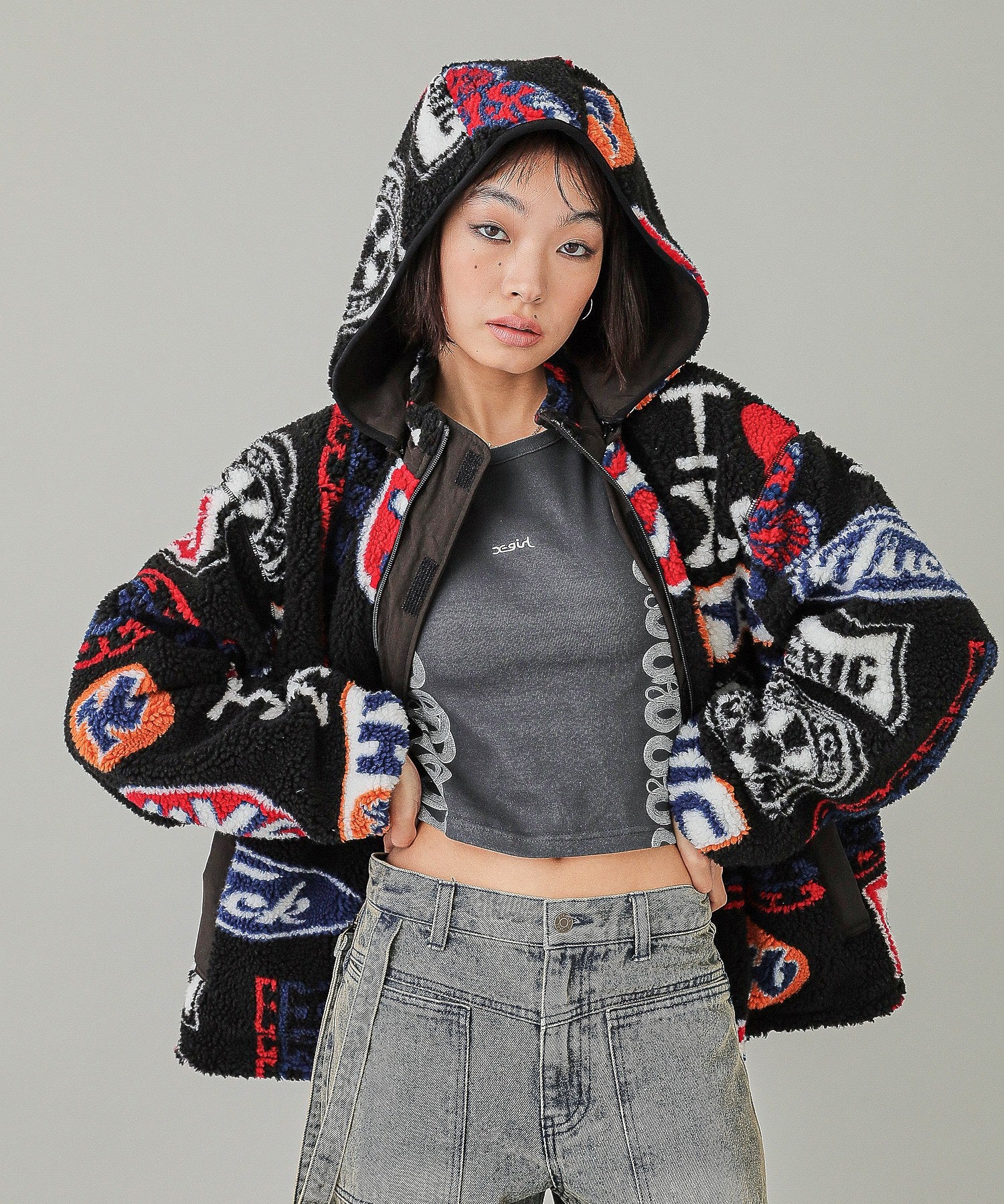 X-girl x HYSTERIC GLAMOUR REVERSIBLE BOA JACKET