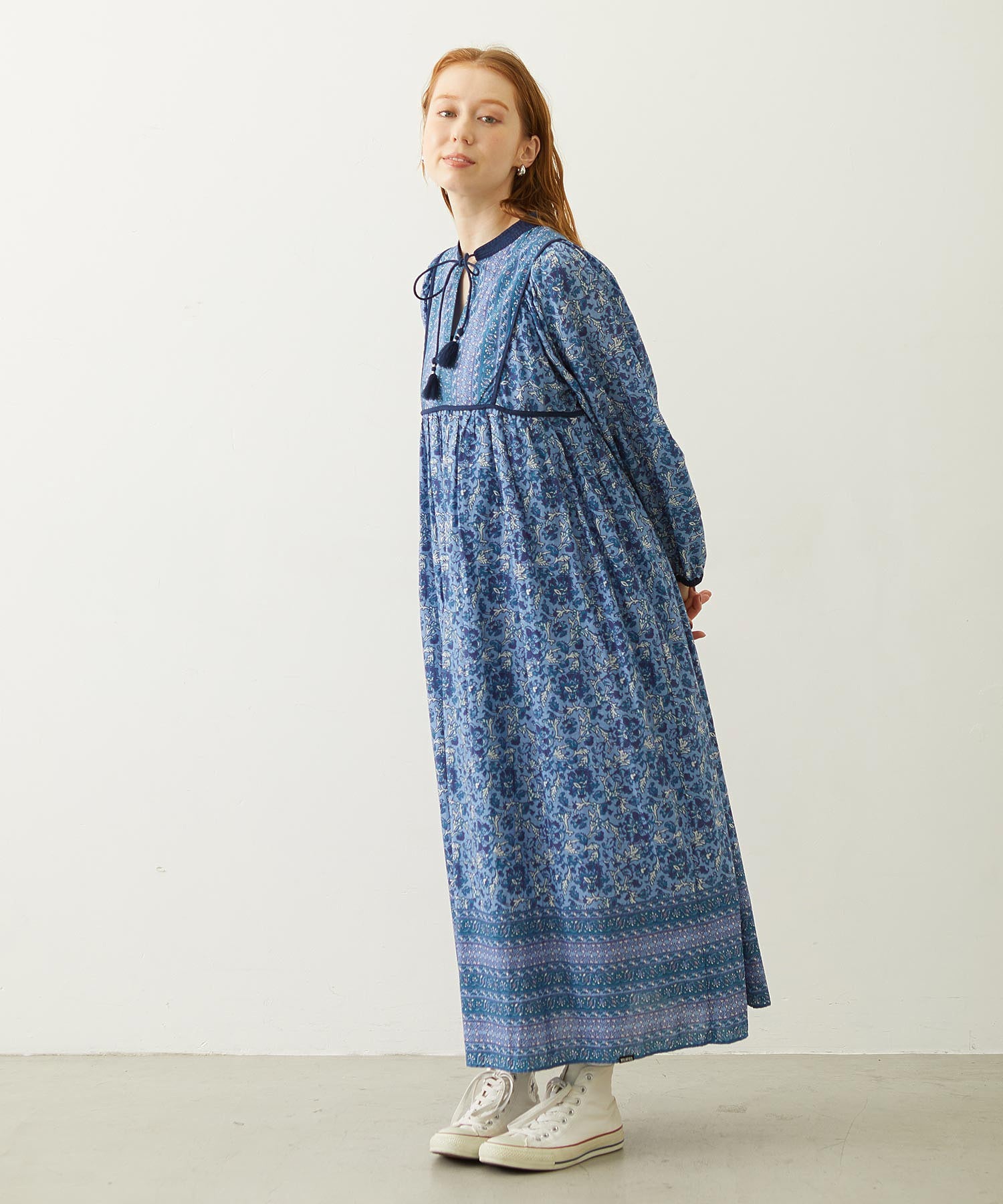 PRINTED TASSEL TIE DRESS