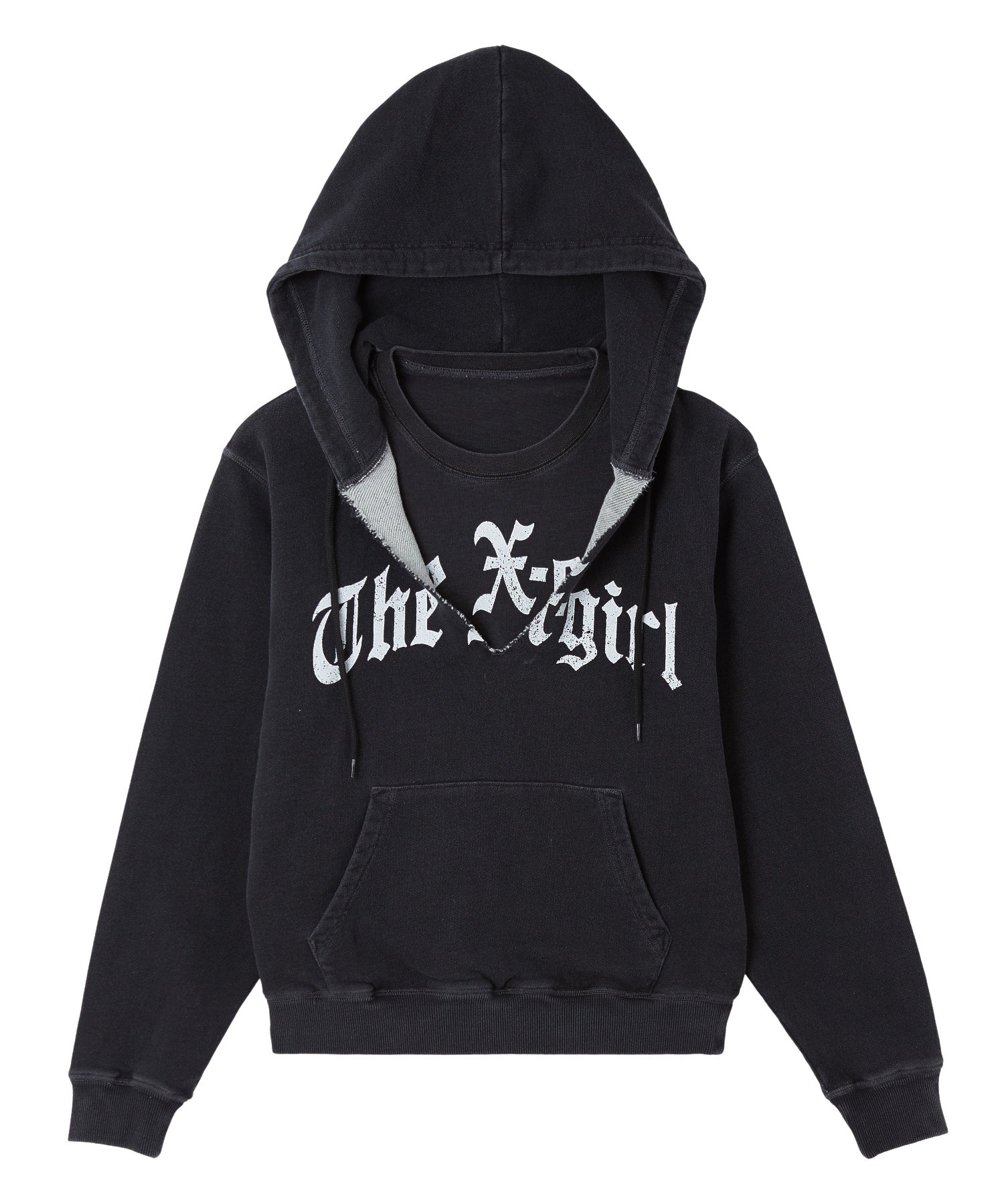 LAYERED STYLE FRONT SLIT SWEAT HOODIE