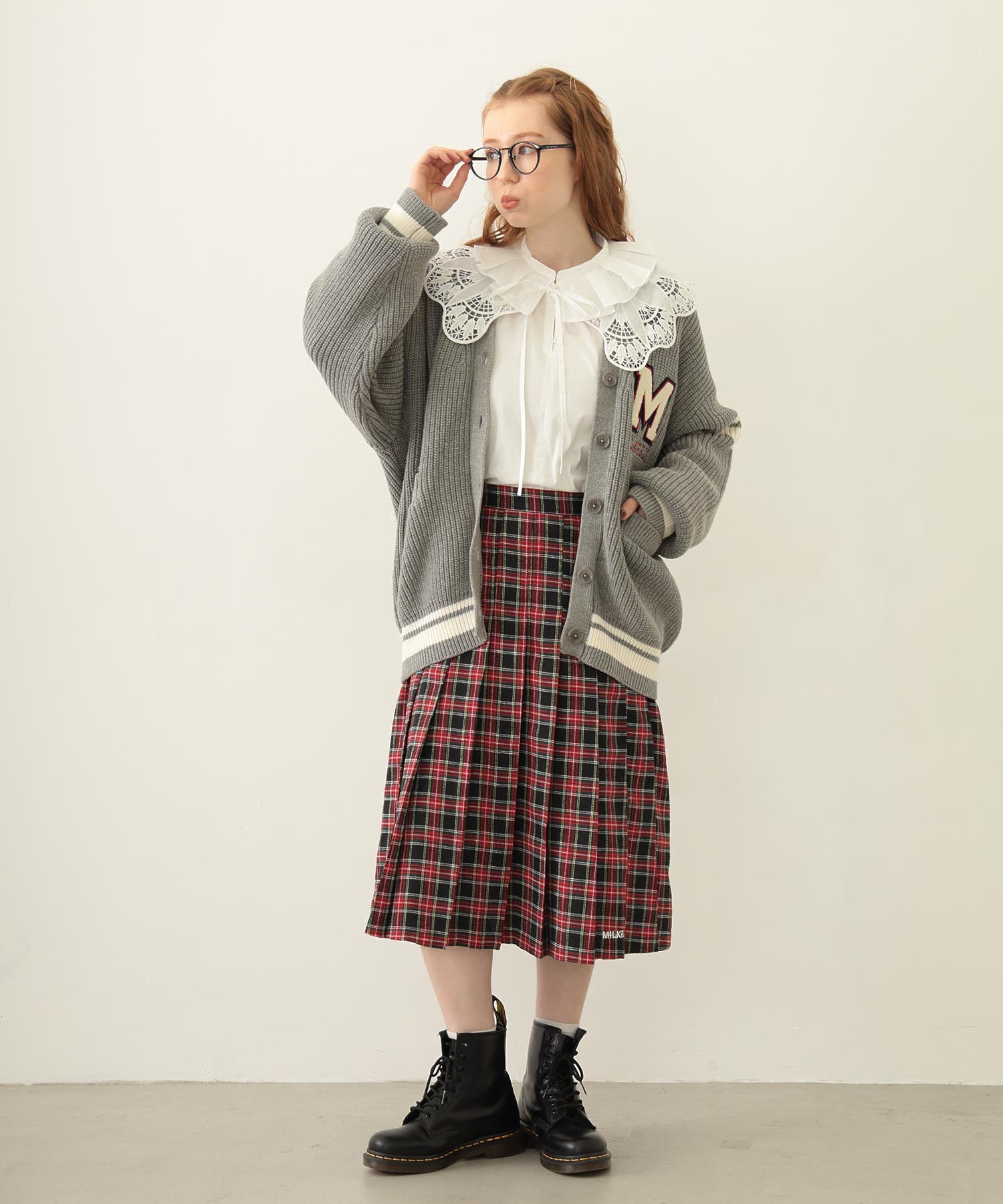 PLEATED PLAID SKIRT