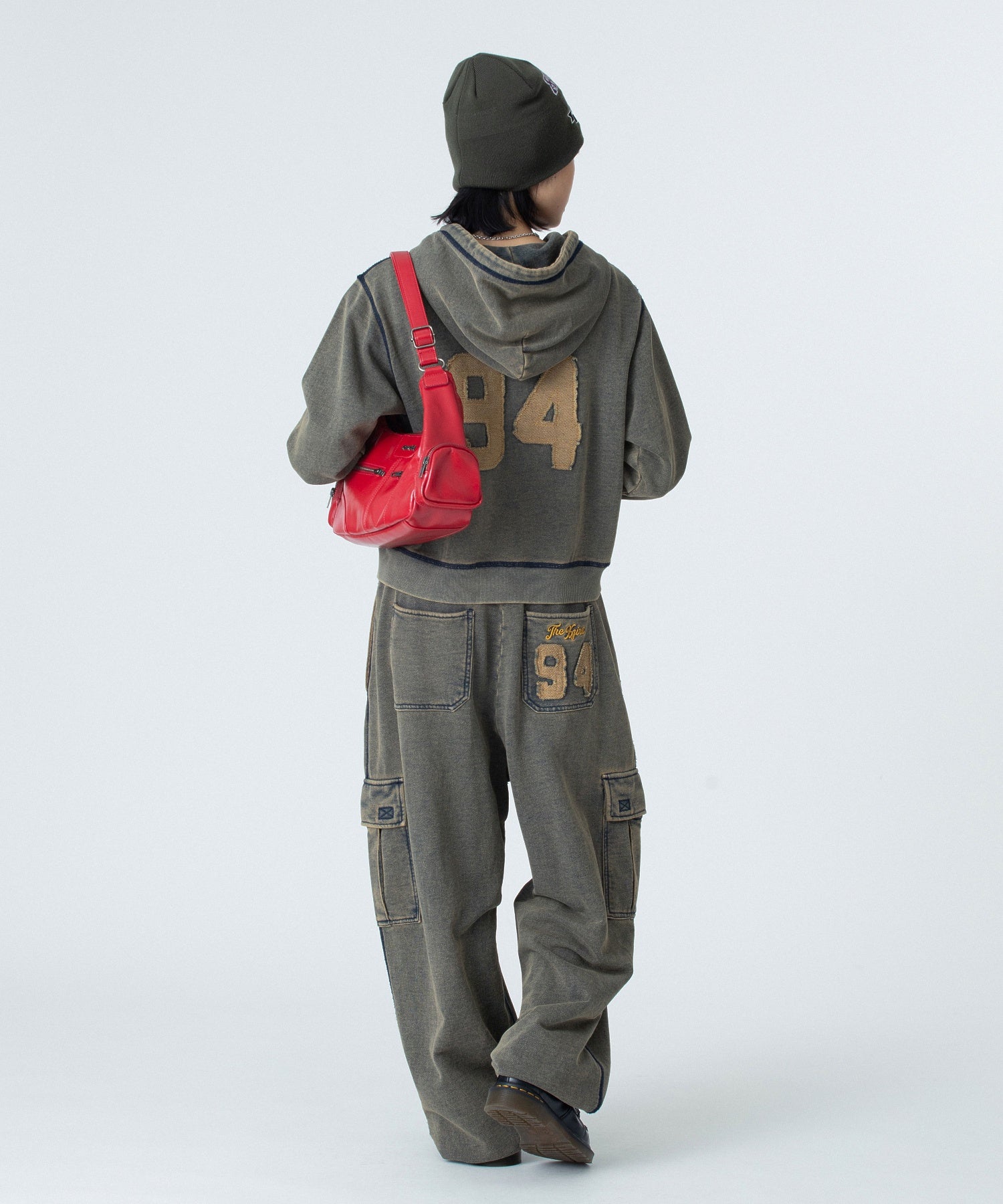 OVERDYED NUMBER PATCH ZIP UP HOODIE