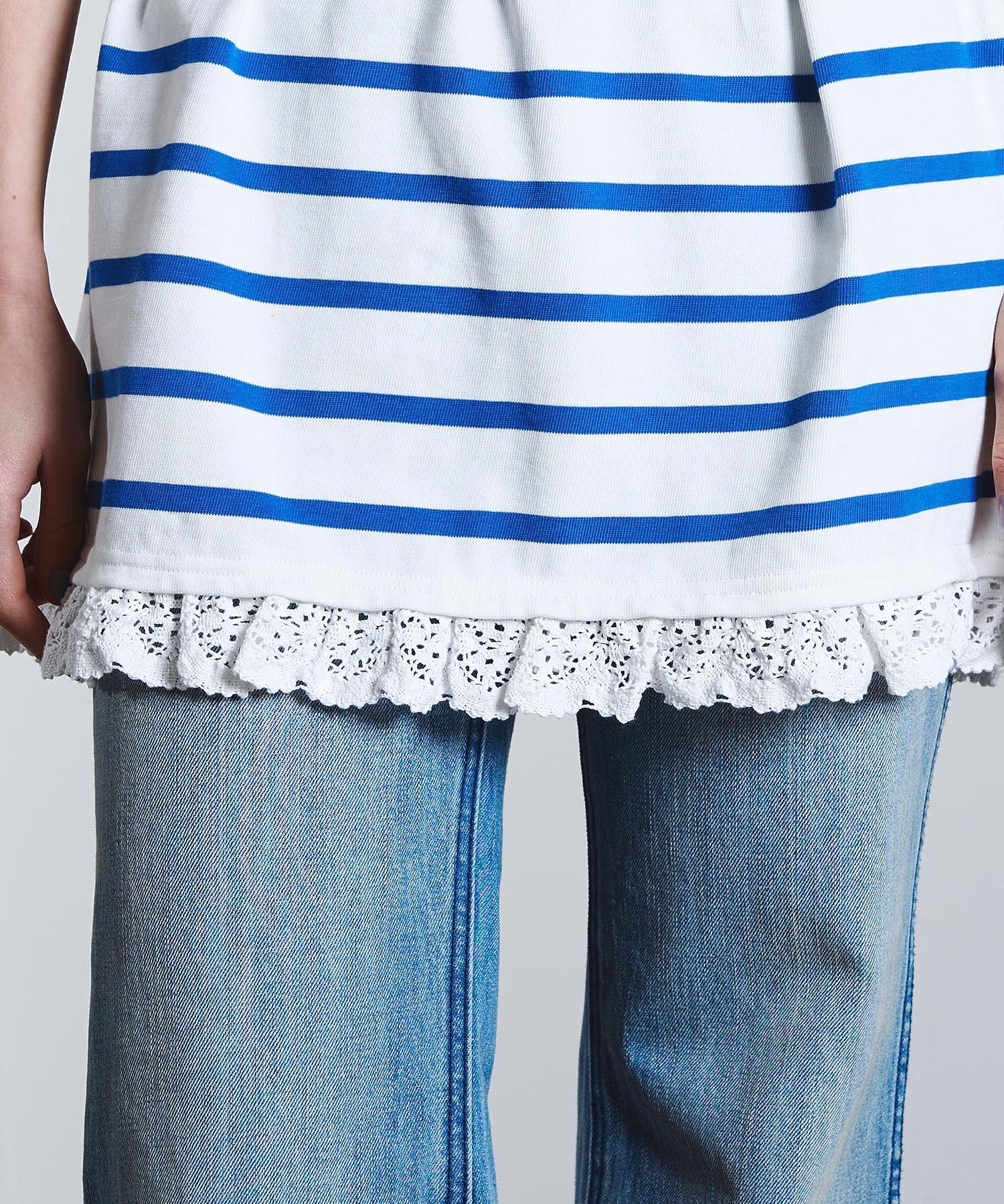 mag.by c/STRIPE H/S MINI CUT DRESS