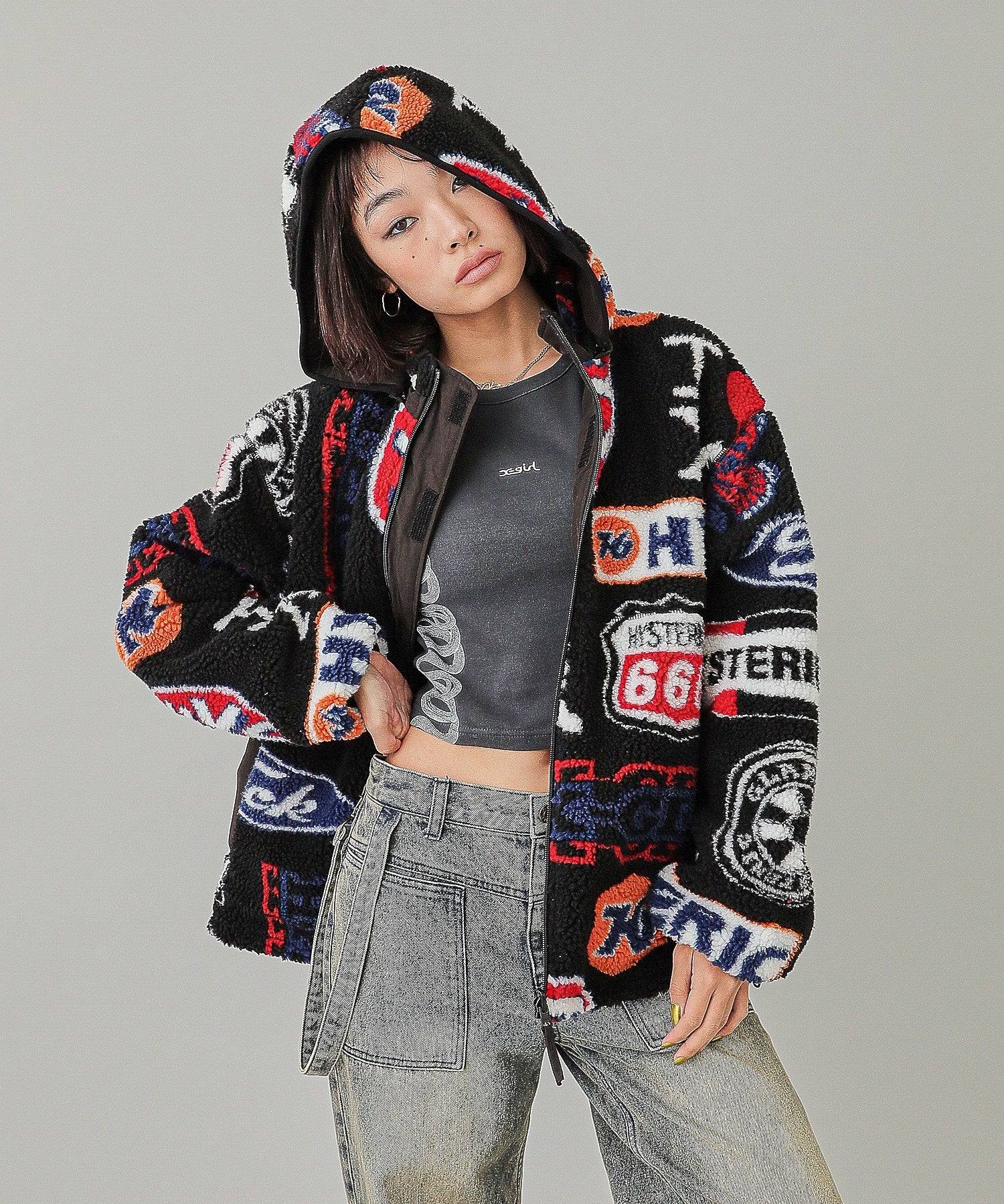 X-girl x HYSTERIC GLAMOUR REVERSIBLE BOA JACKET