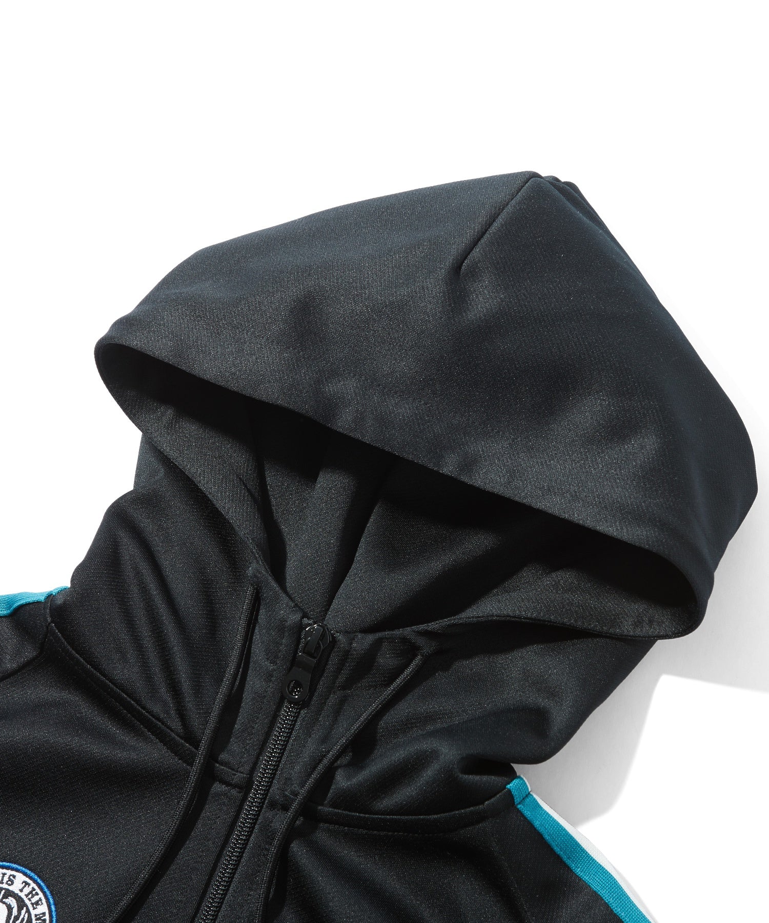 LOGO PATCHED ZIP UP JERSEY COMPACT HOODIE