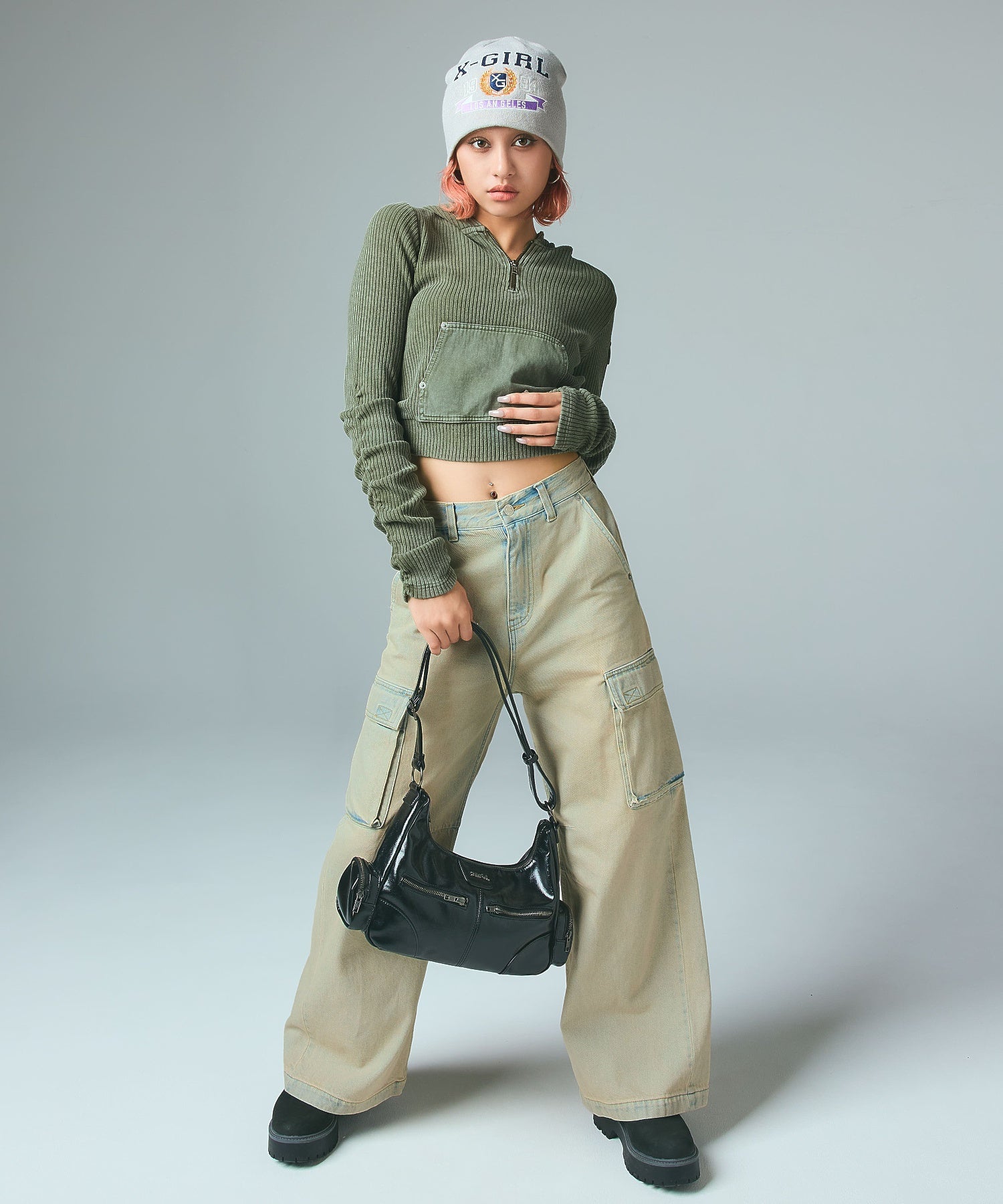 CURSIVE LOGO DENIM CARGO PANTS