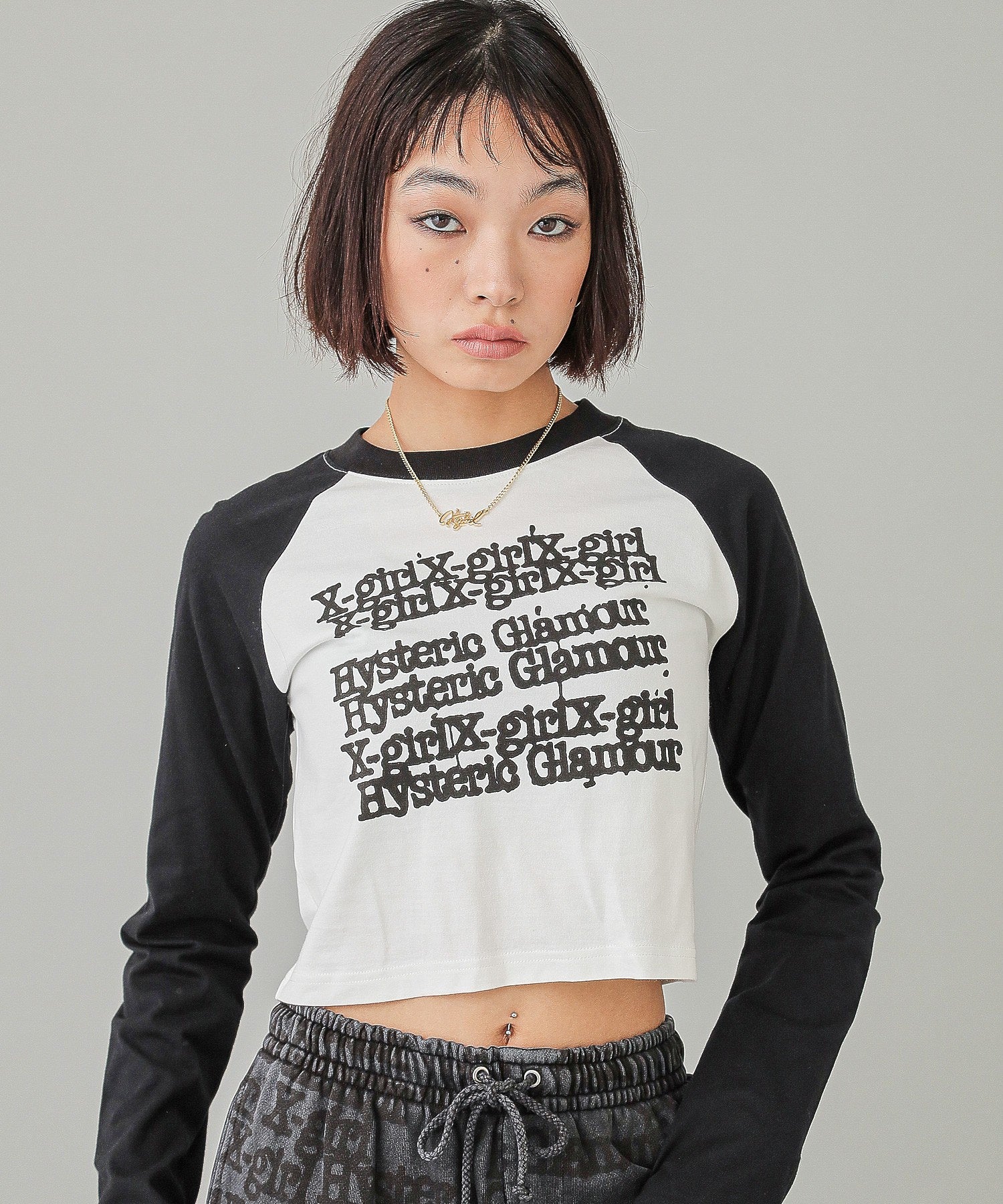 X-girl x HYSTERIC GLAMOUR L/S RAGLAN COMPACT TOP